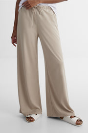 Pantalon taille haute élastique - Femme && BRONZÉ