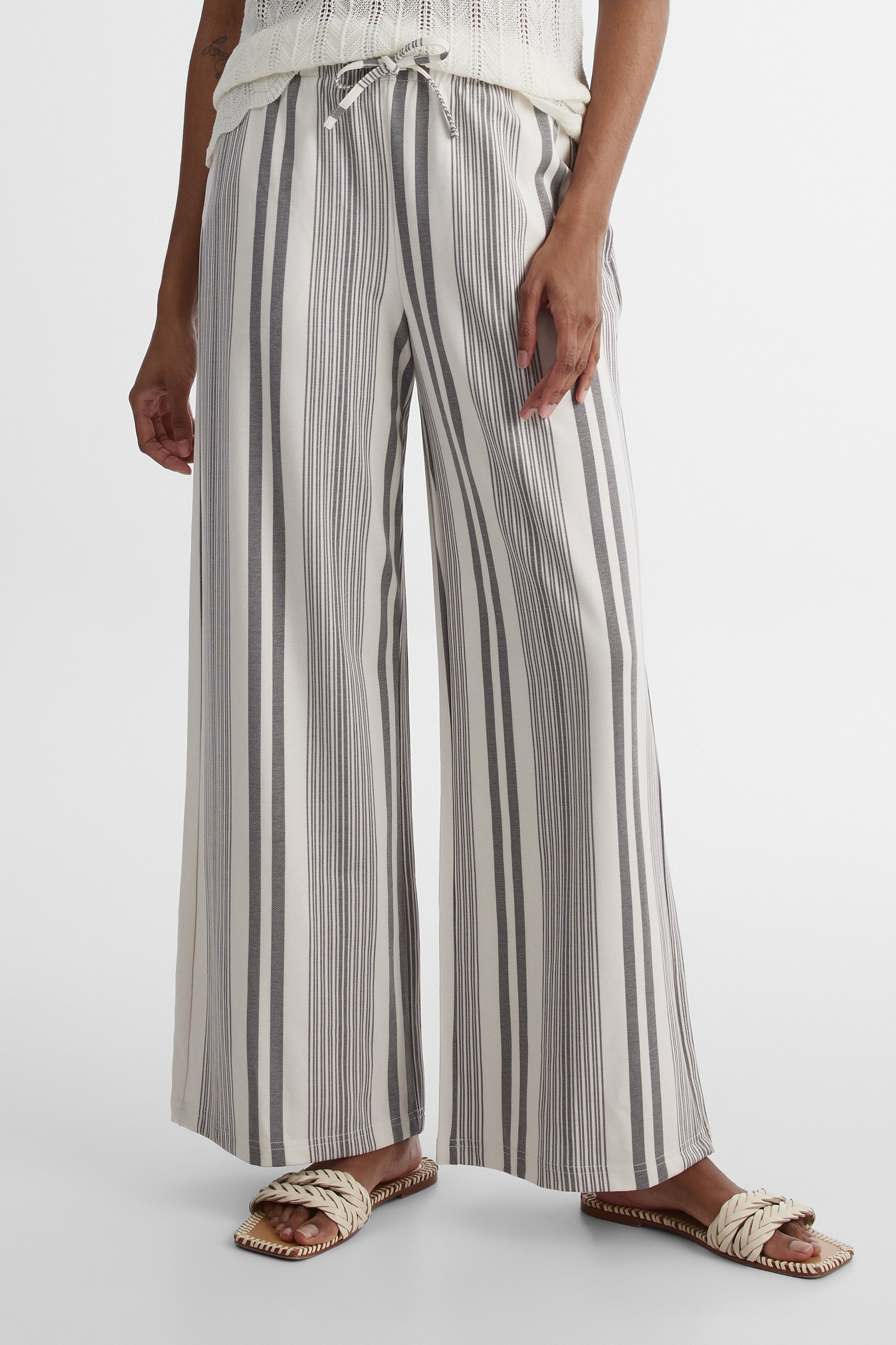 Pantalon taille haute élastique - Femme && NOIR/MULTI