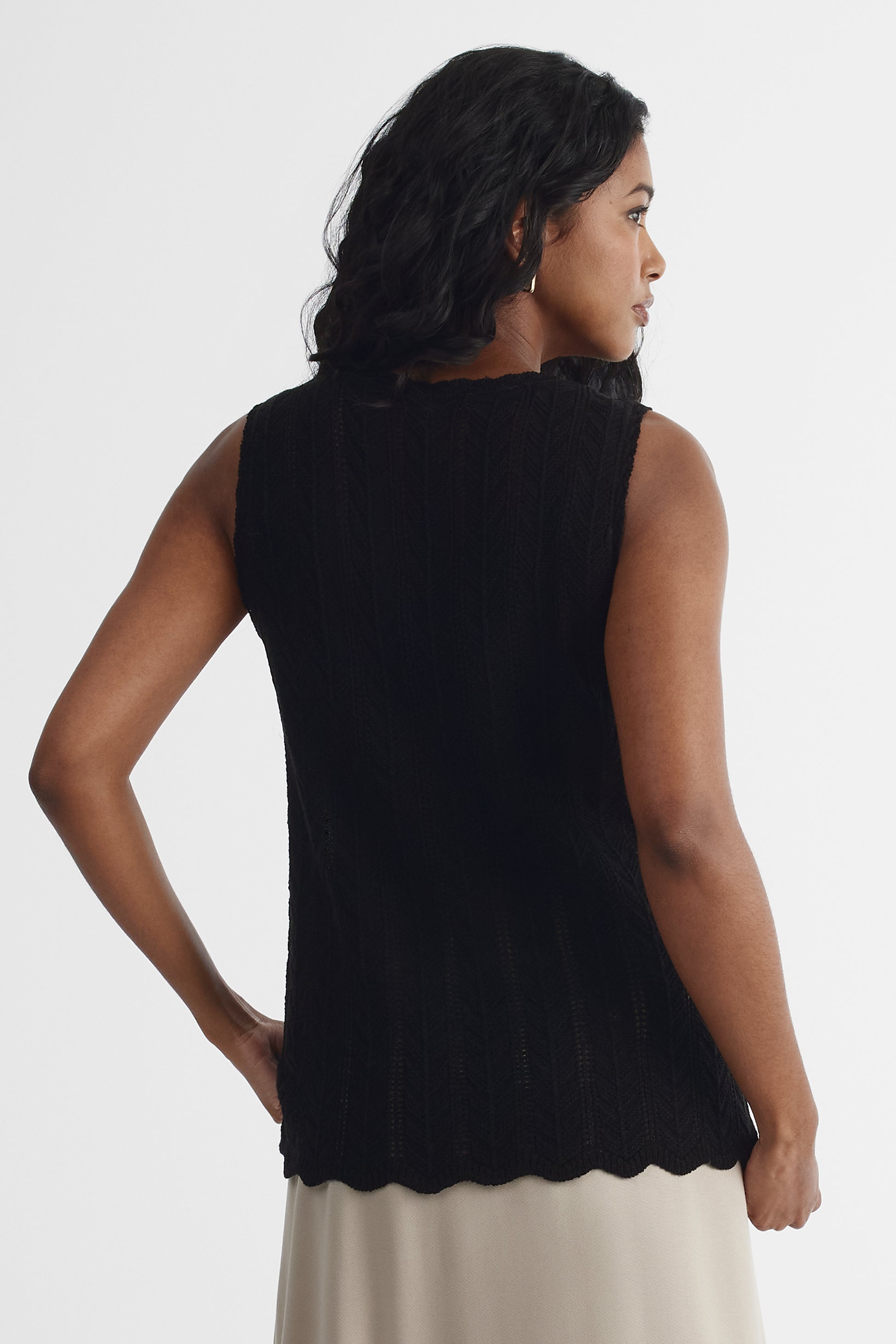 Camisole V neck en lin - Femme && NOIR
