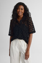 Chandail polo à manches courtes - Femme && NOIR