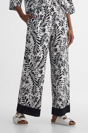 Pantalon large mi-hauteur imprimé - Femme && NOIR/MULTI