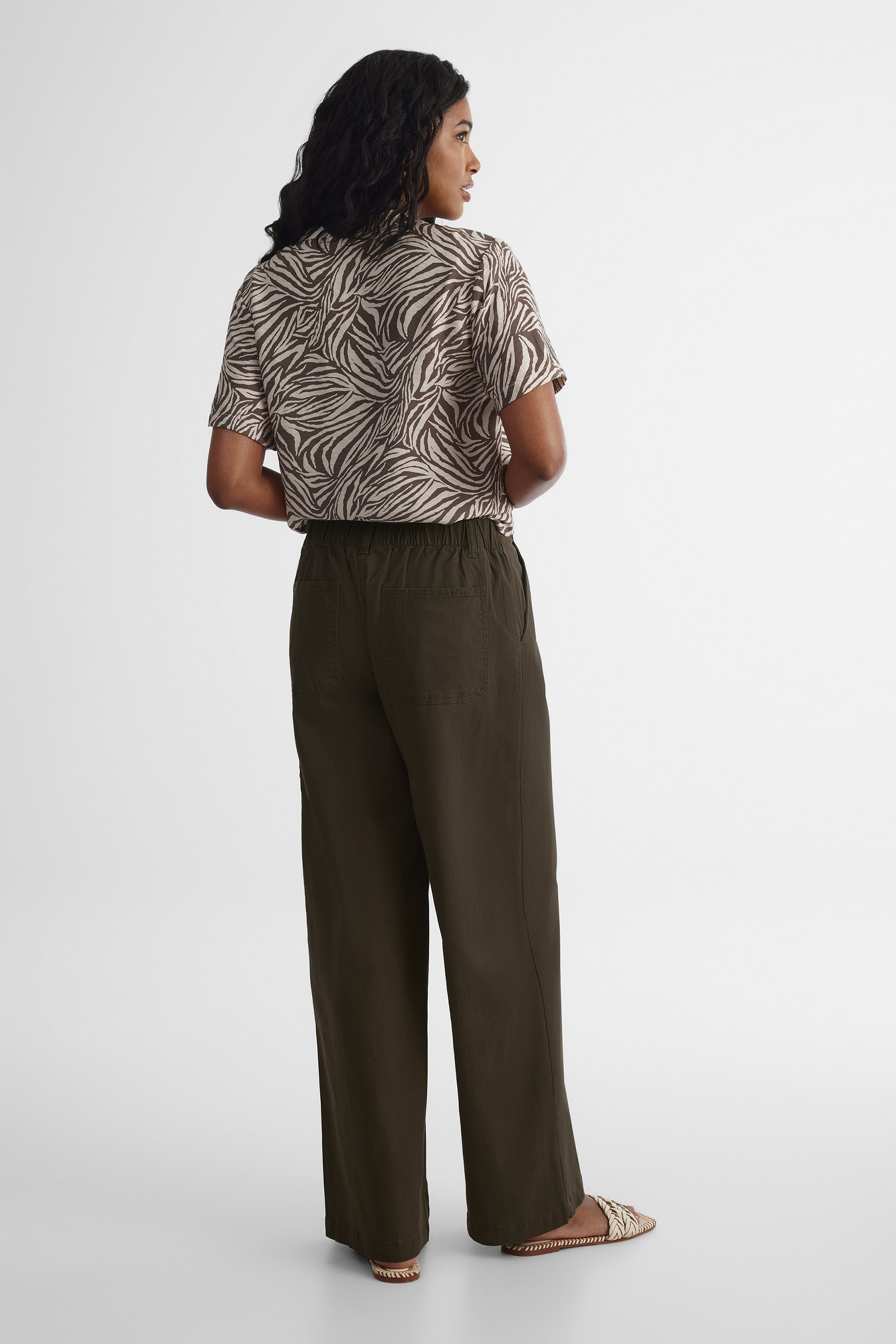 Pantalon mid-rise à cordon - Femme && NOIR