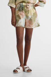Short taille haute à ceinture - Femme && VERT/MULTI