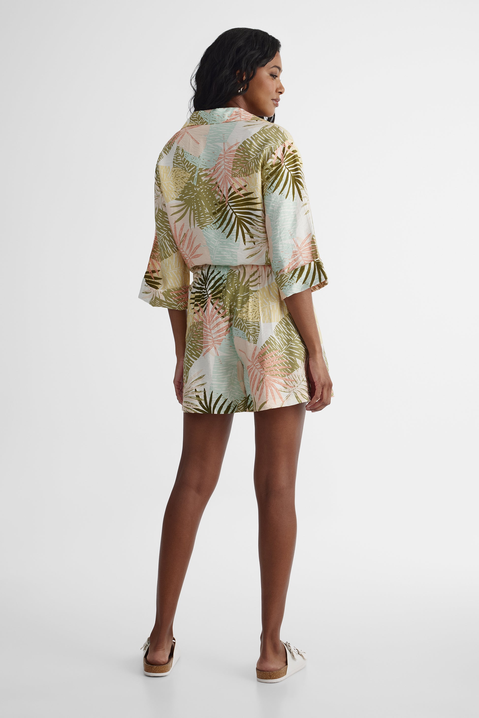 Short taille haute à ceinture - Femme && VERT/MULTI
