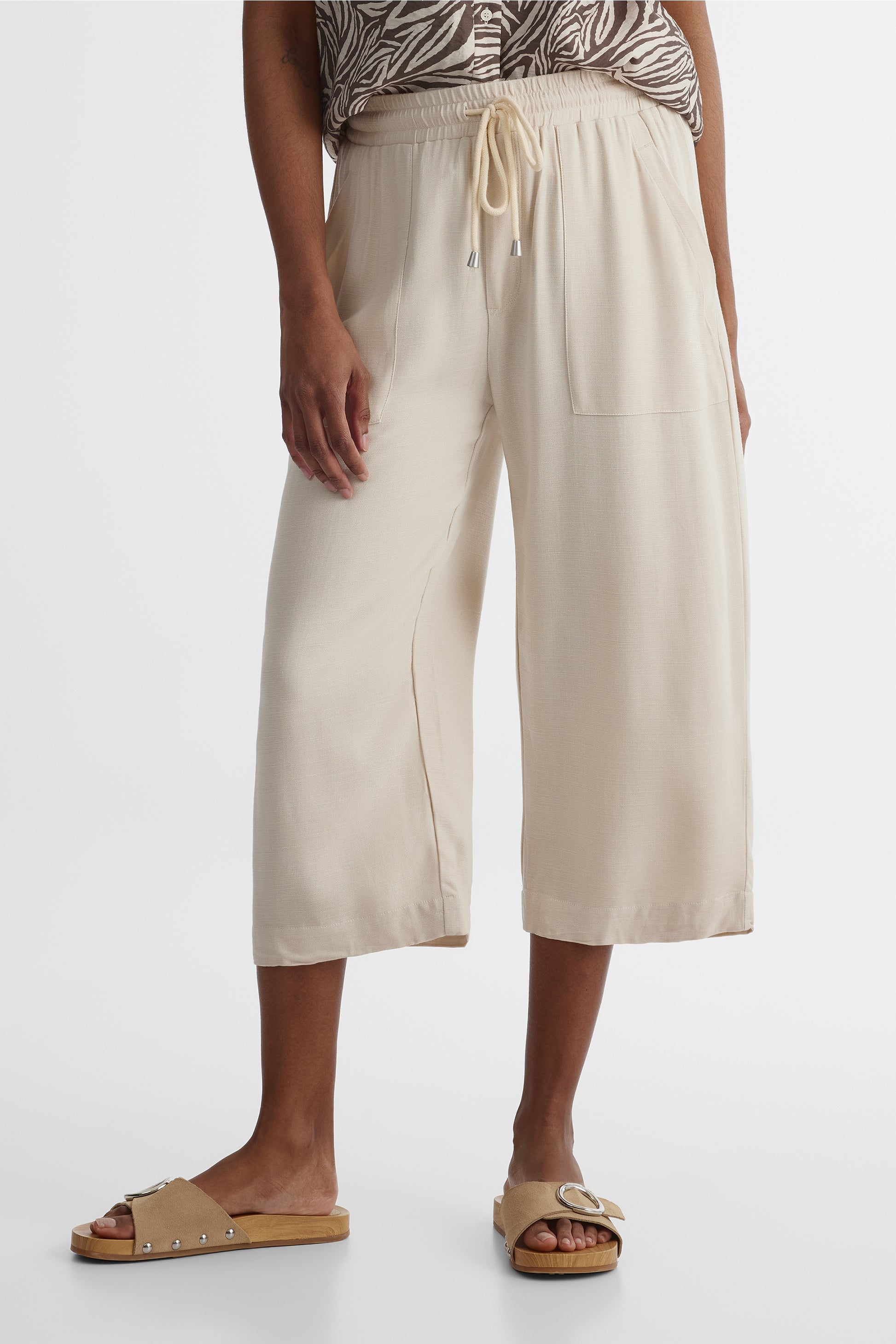 Pantalon capri taille haute - Femme && NATUREL