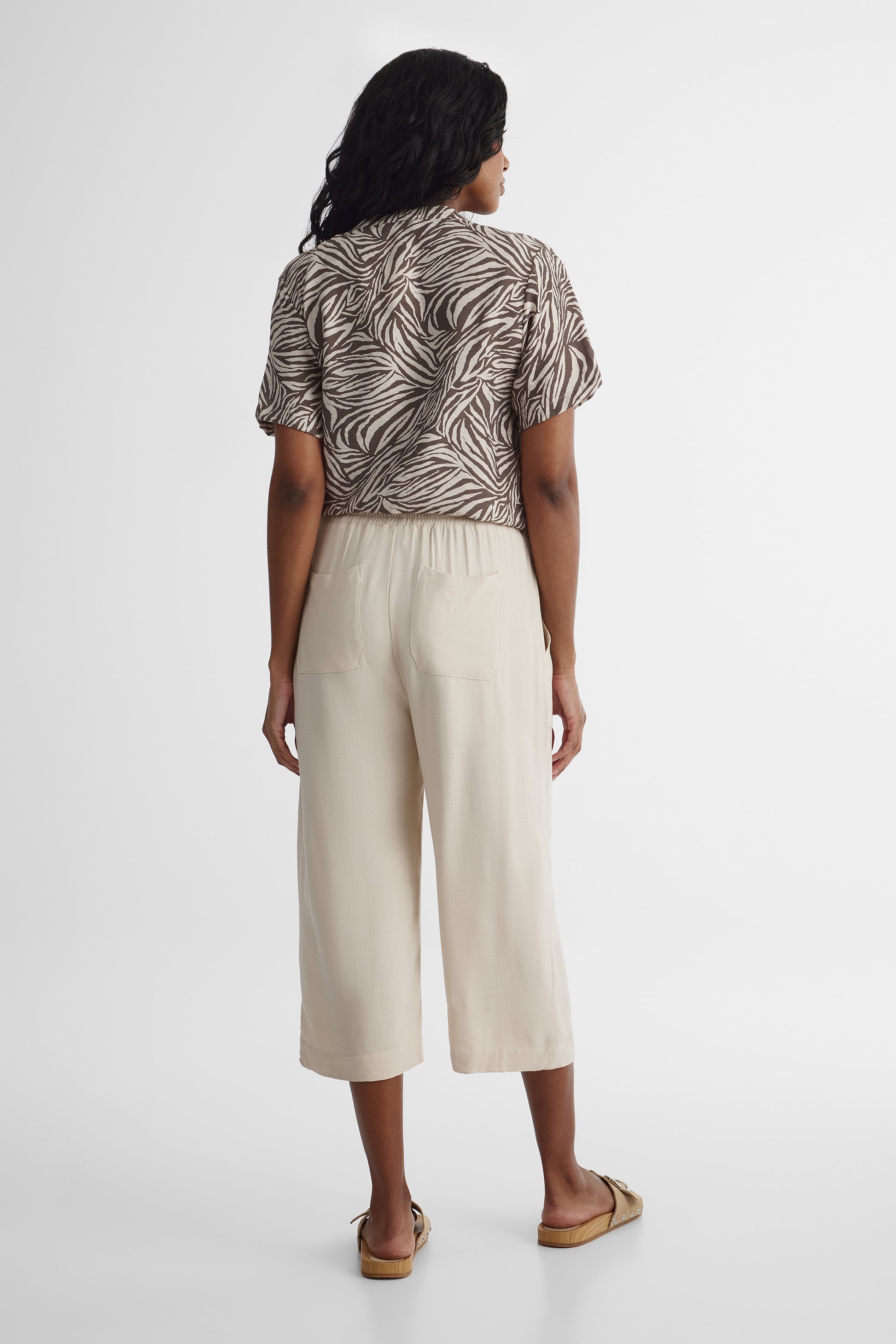 Pantalon capri taille haute - Femme && NATUREL
