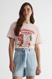 T-shirt ample col rond imprimé graphique - Femme && ROSE