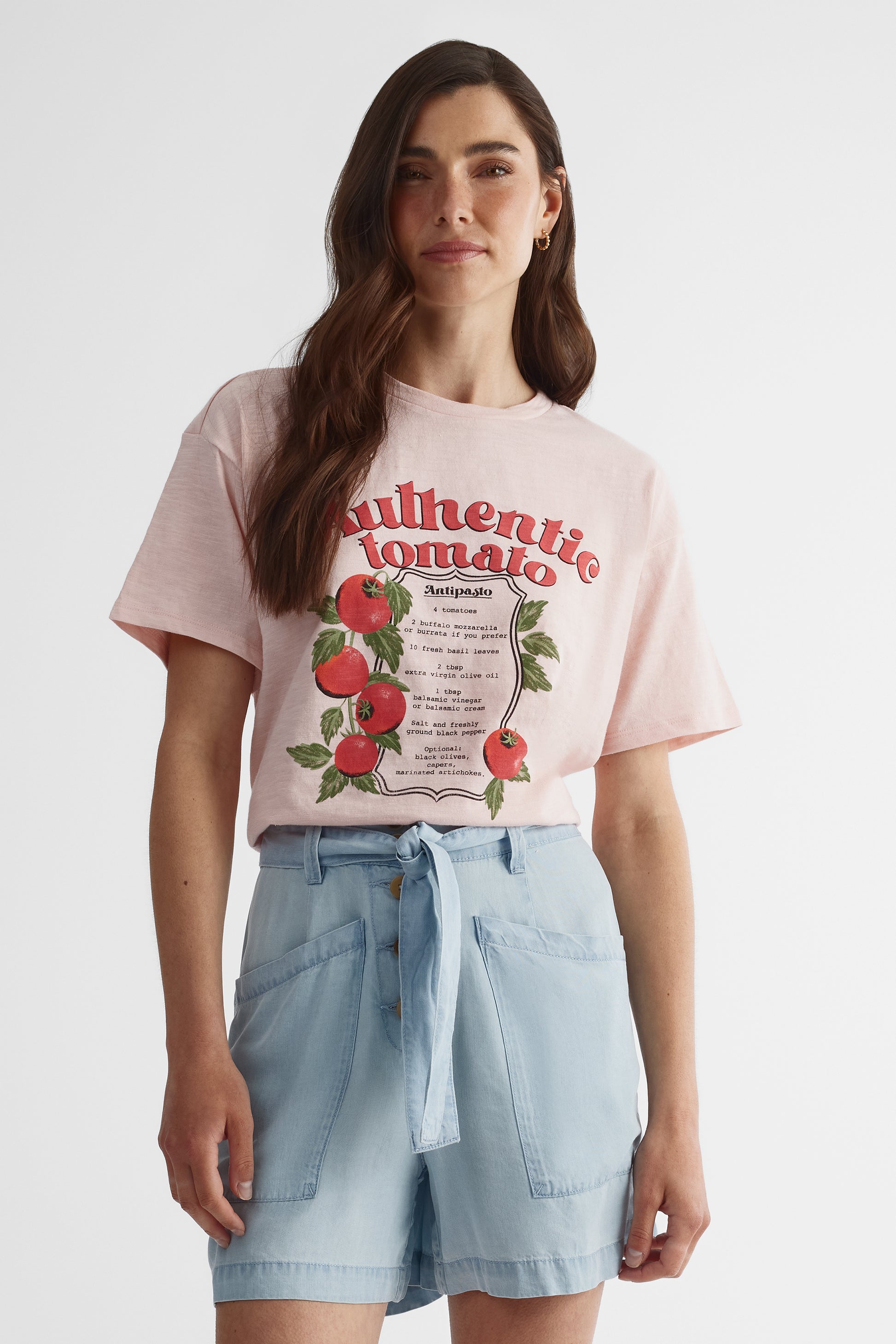 T-shirt ample col rond imprimé graphique - Femme && ROSE
