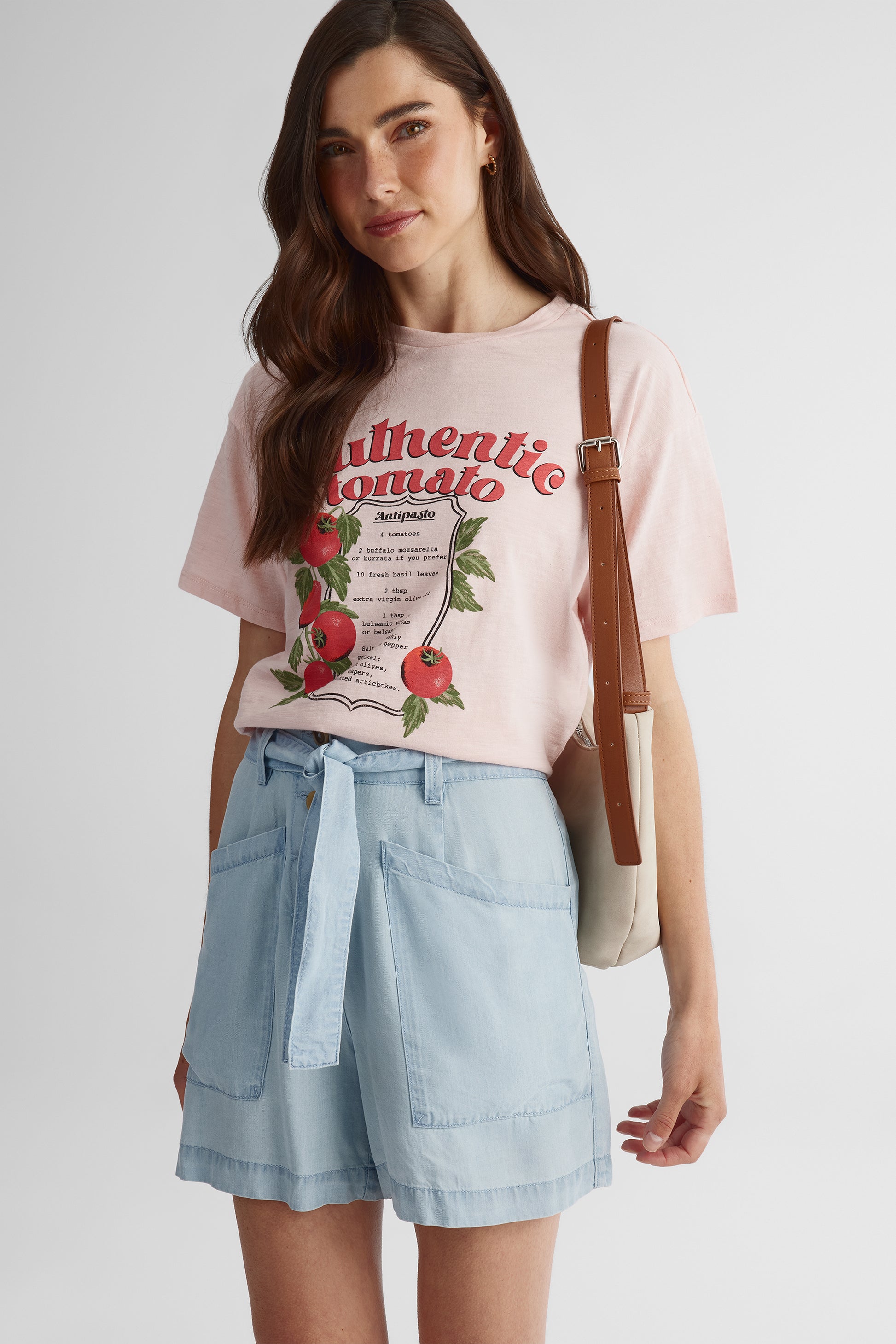T-shirt ample col rond imprimé graphique - Femme && ROSE