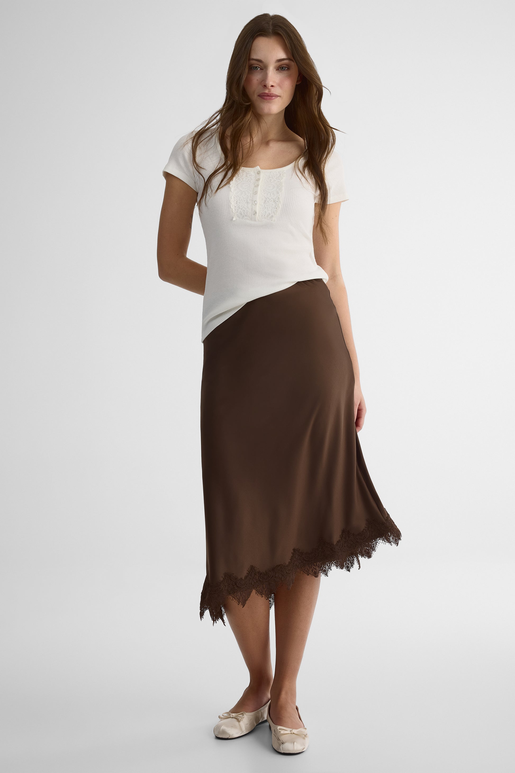Chandail ajusté à manches courtes - Femme && BLANC CASSÉ