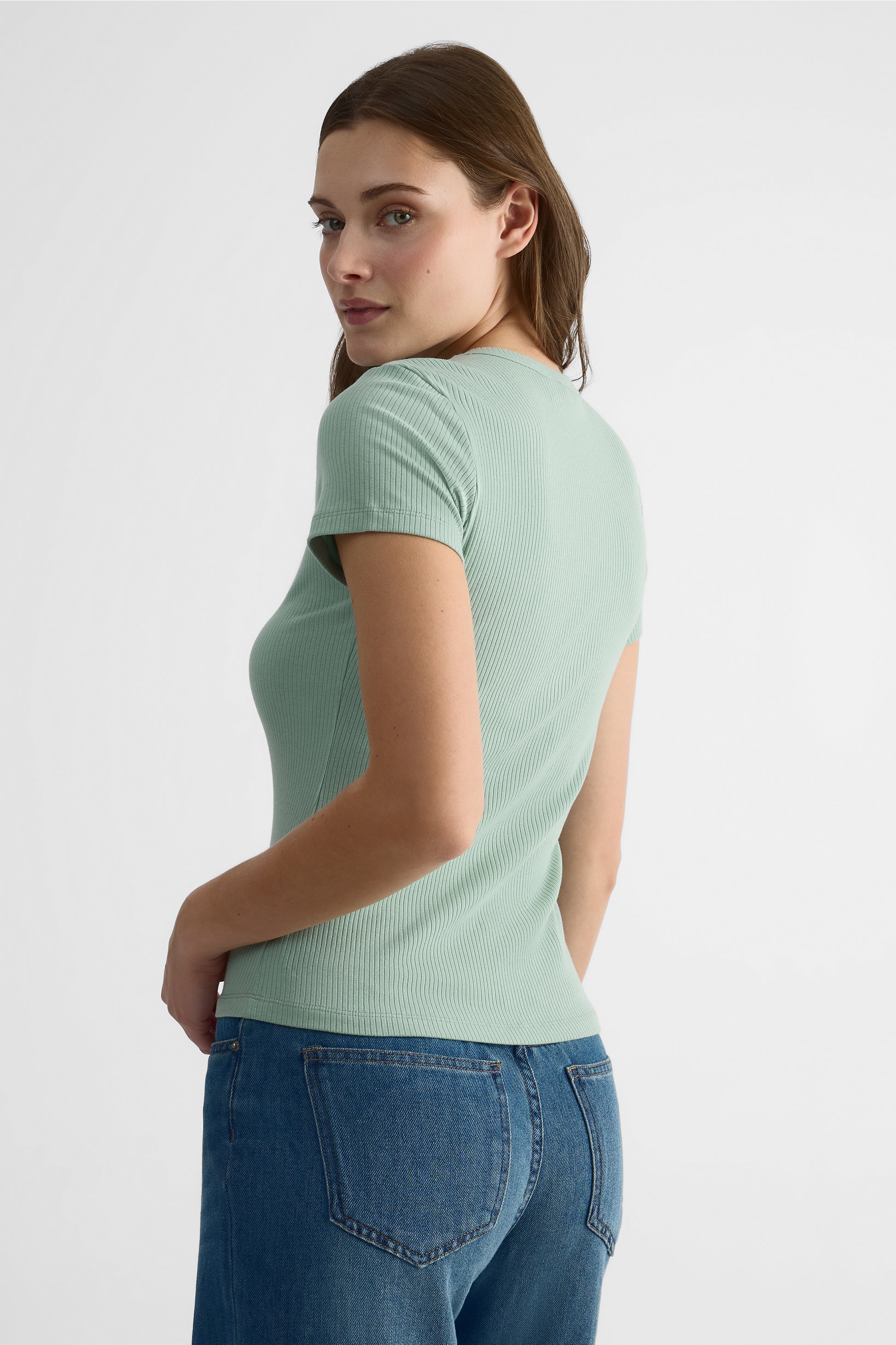 Chandail ajusté à manches courtes - Femme && VERT