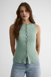 Camisole ajustée à boutons - Femme && VERT