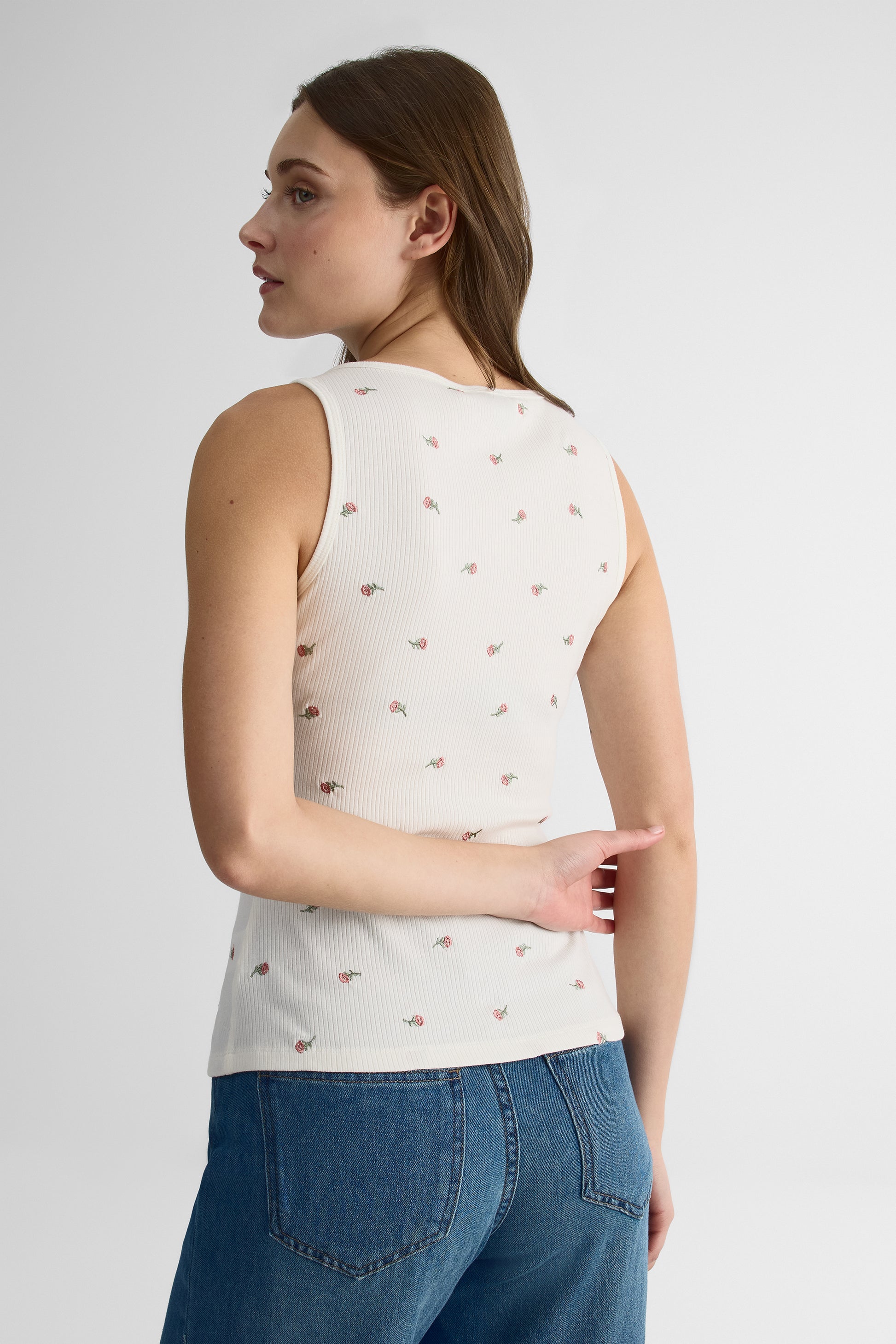 Camisole ajustée à boutons - Femme && BLANC CASSÉ/MULTI