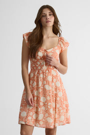 Robe courte à manches courtes - Femme && TERRACOTTA