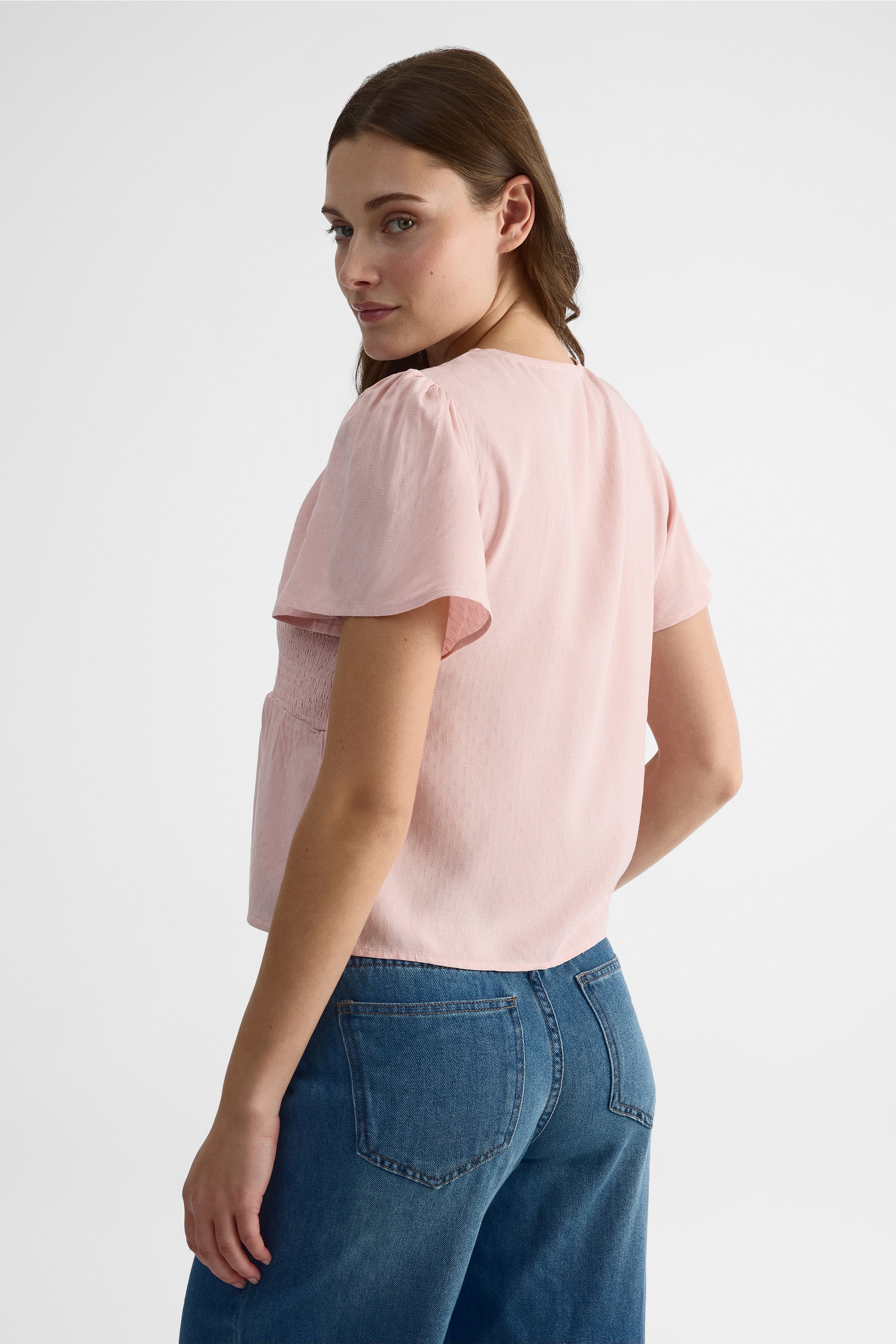 Blouse flottante à manches courtes - Femme && ROSE