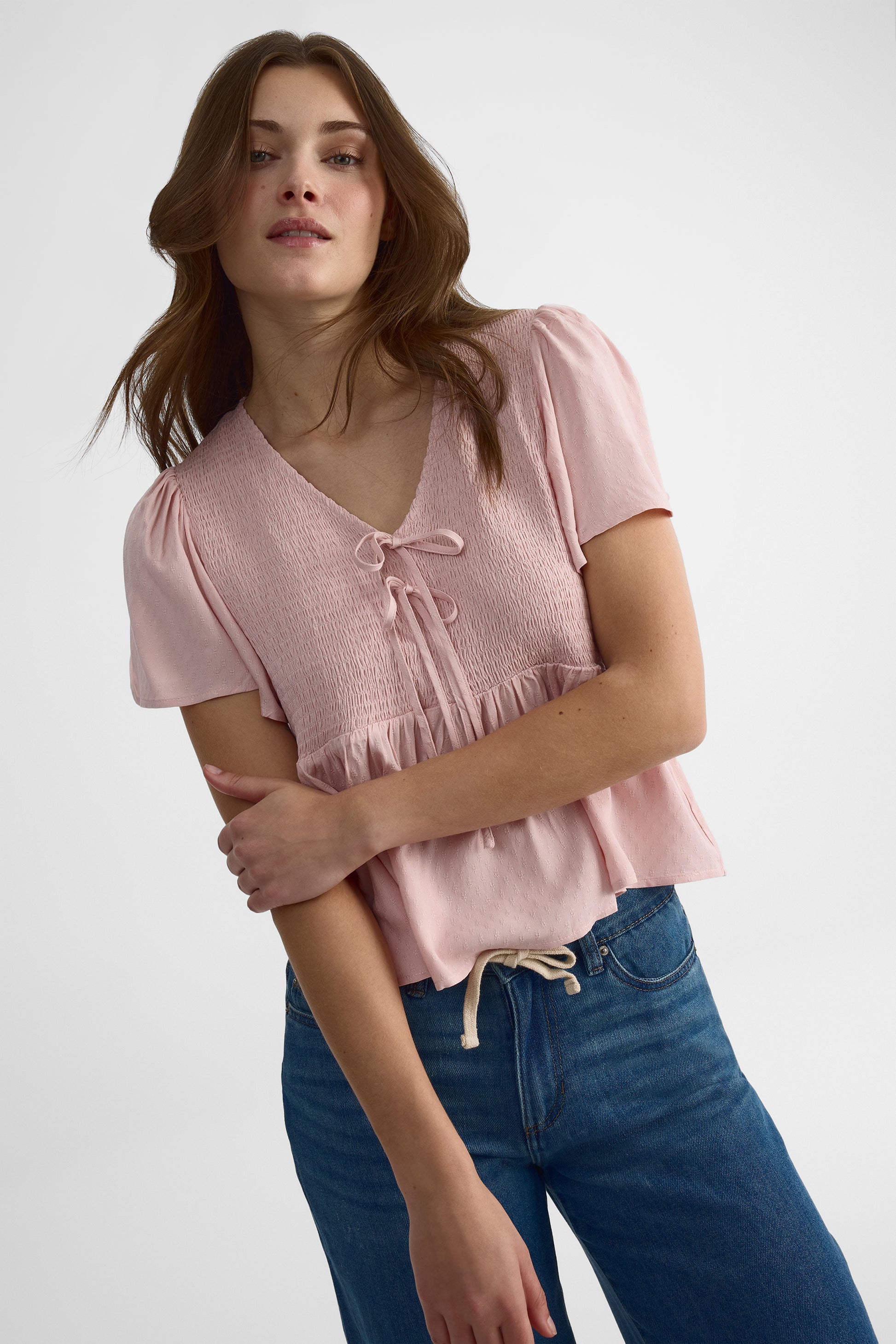 Blouse flottante à manches courtes - Femme && ROSE