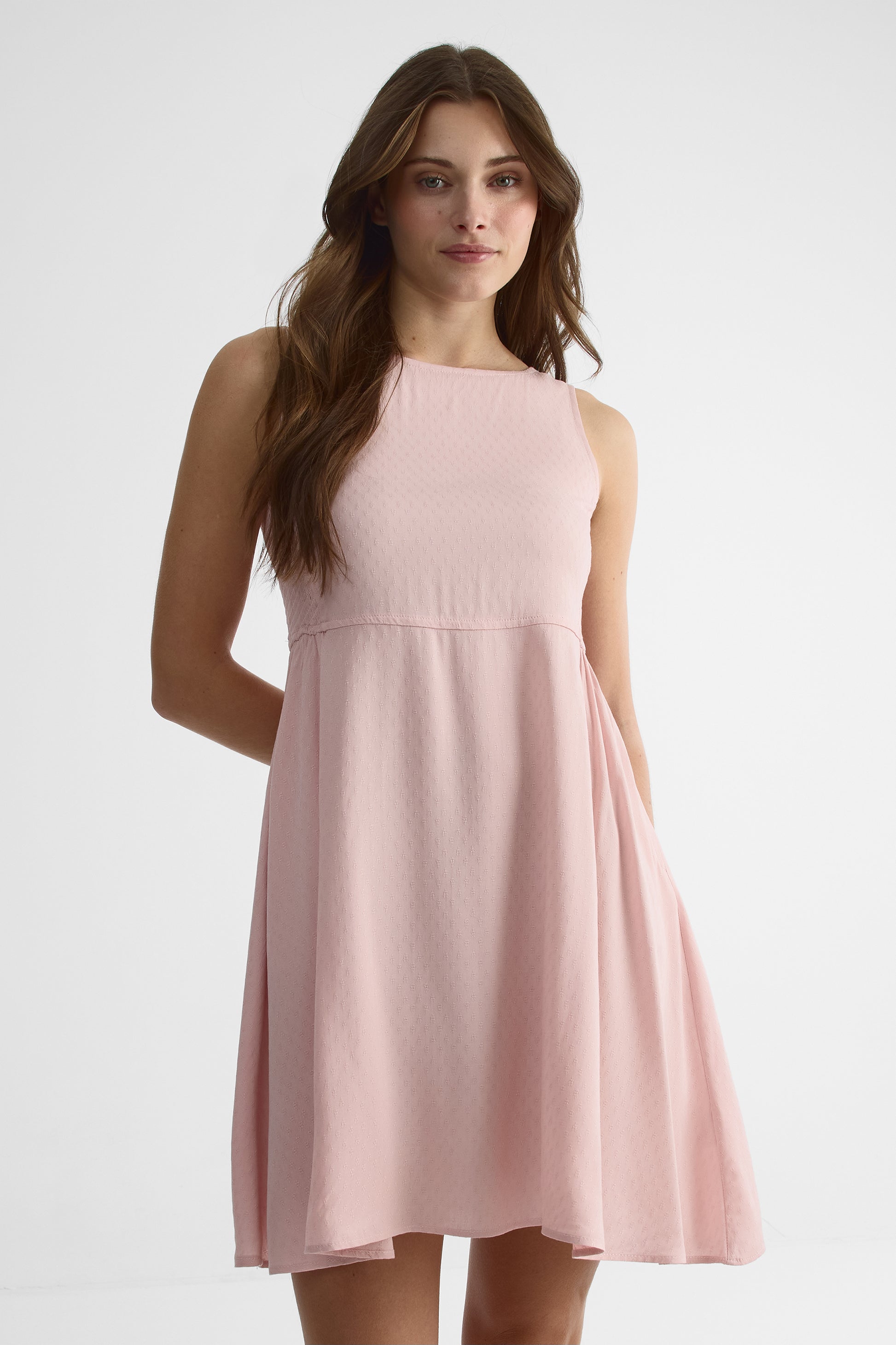 Robe smocking à manches courtes - Femme && ROSE