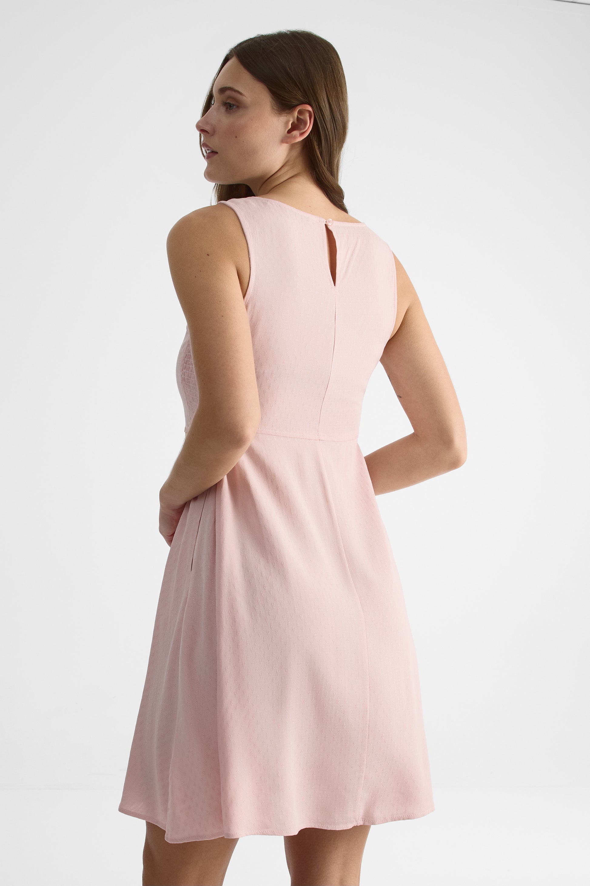 Robe smocking à manches courtes - Femme && ROSE