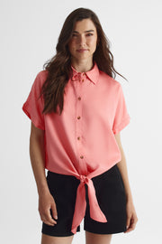 Chemisier dolman noué à boutons en lyocell - Femme && ROSE