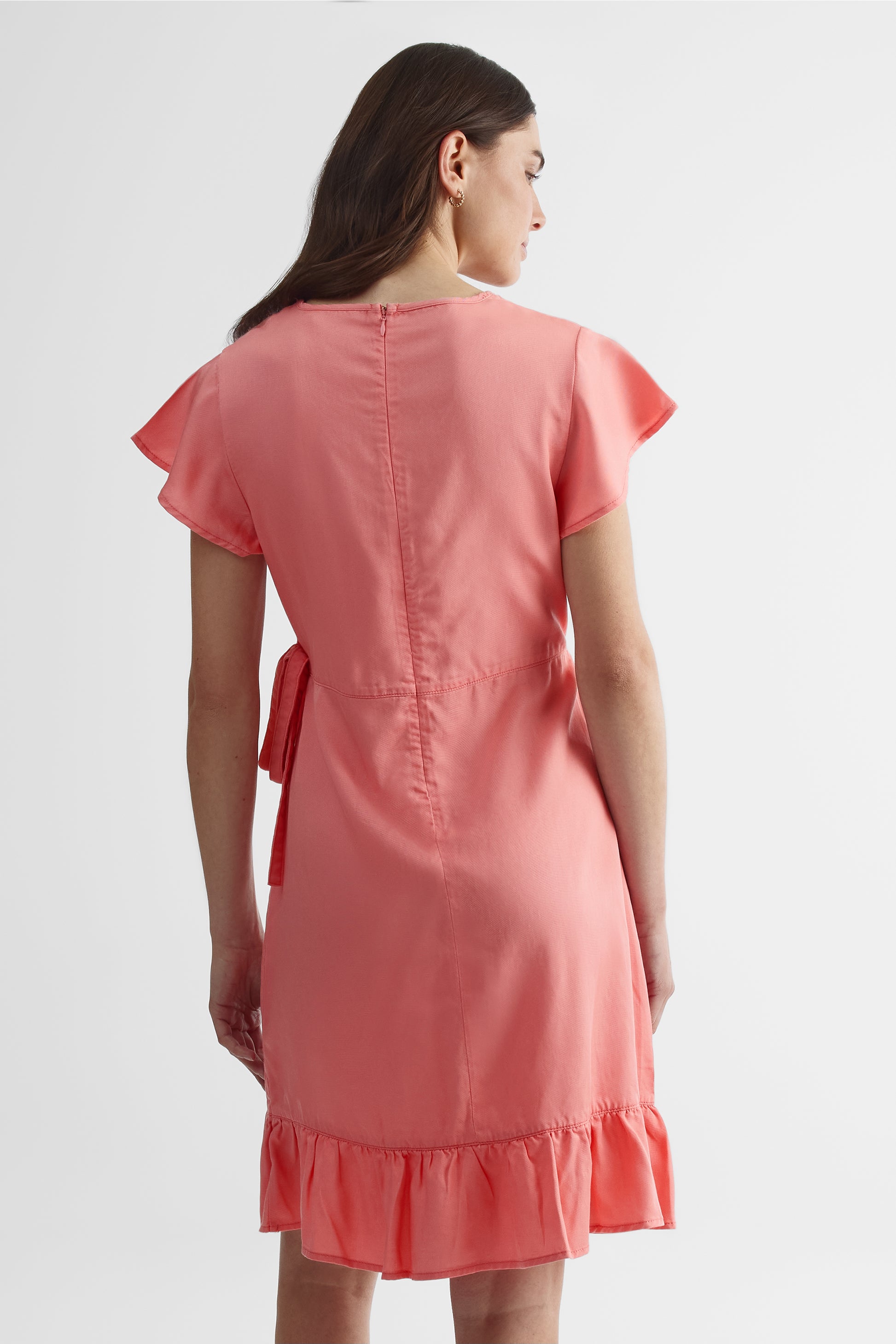 Robe portefeuille col V en lyocell - Femme && ROSE