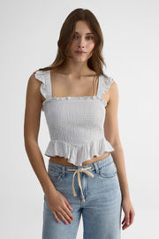 Camisole smocking à bretelles élastiques - Femme && BLEU MULTI