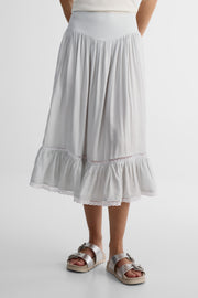 Jupe maxi volume taille haute - Femme && BLEU MULTI
