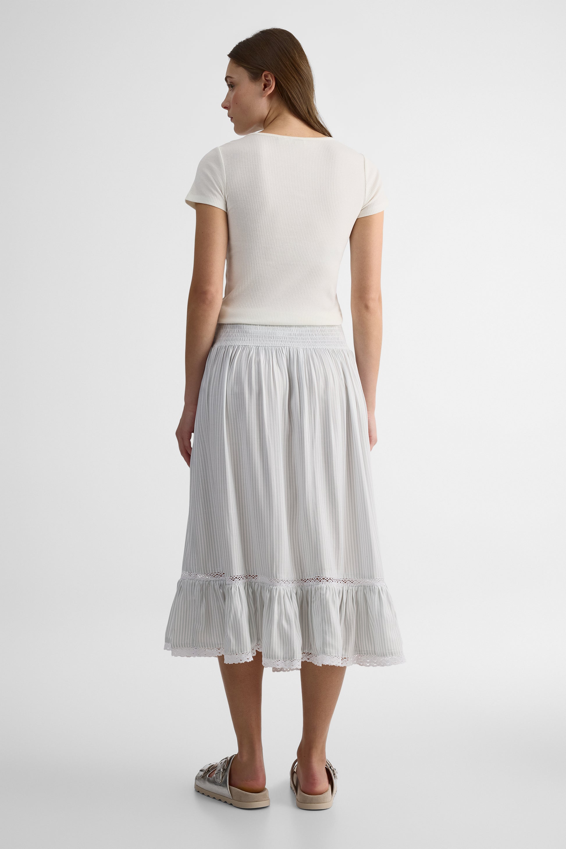 Jupe maxi volume taille haute - Femme && BLEU MULTI