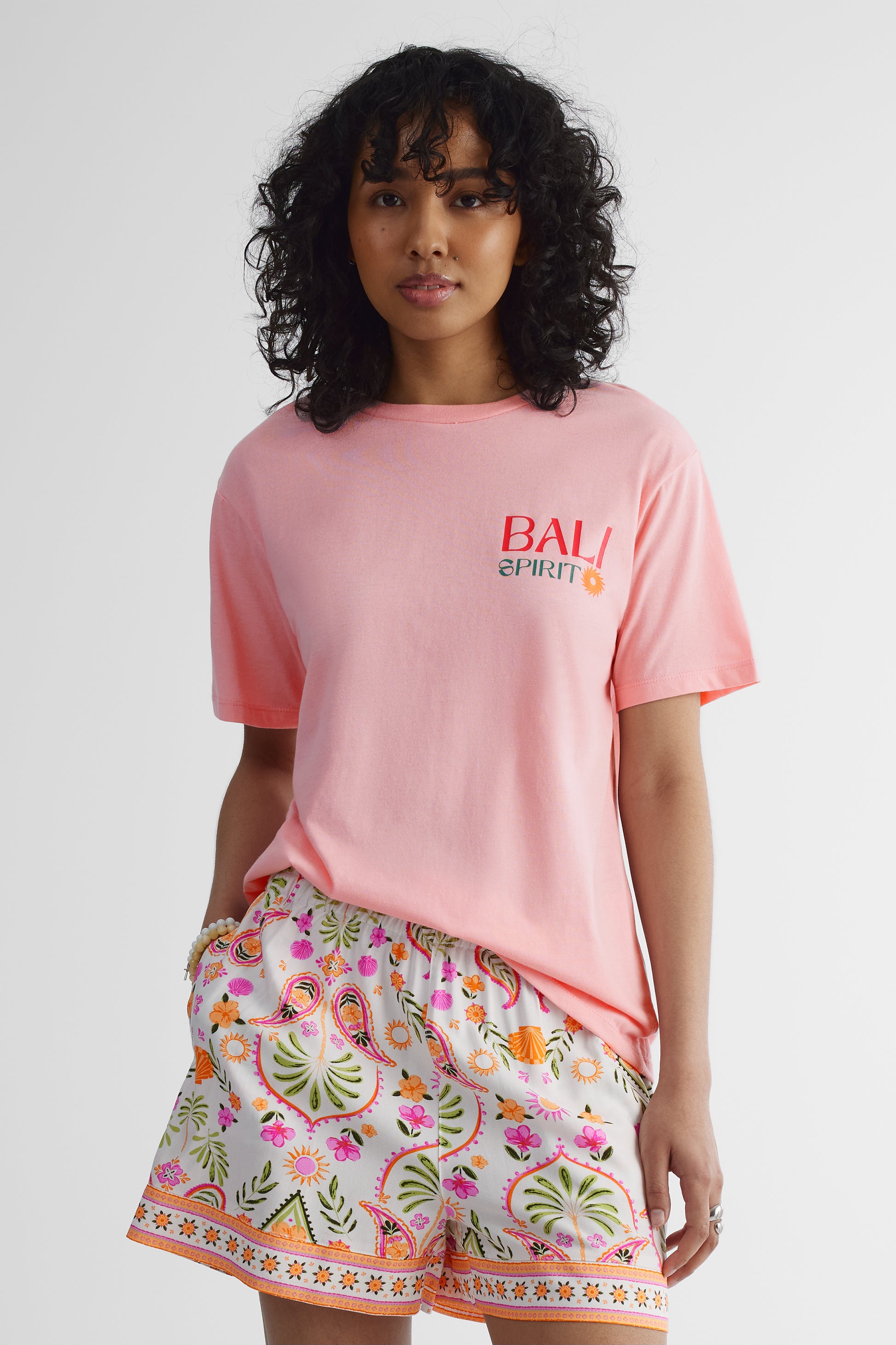 T-shirt boyfriend ample graphique - Jeune femme && ROSE