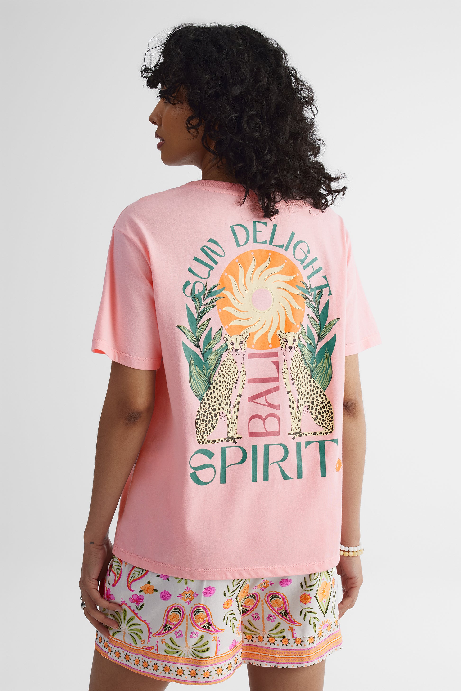 T-shirt boyfriend ample graphique - Jeune femme && ROSE