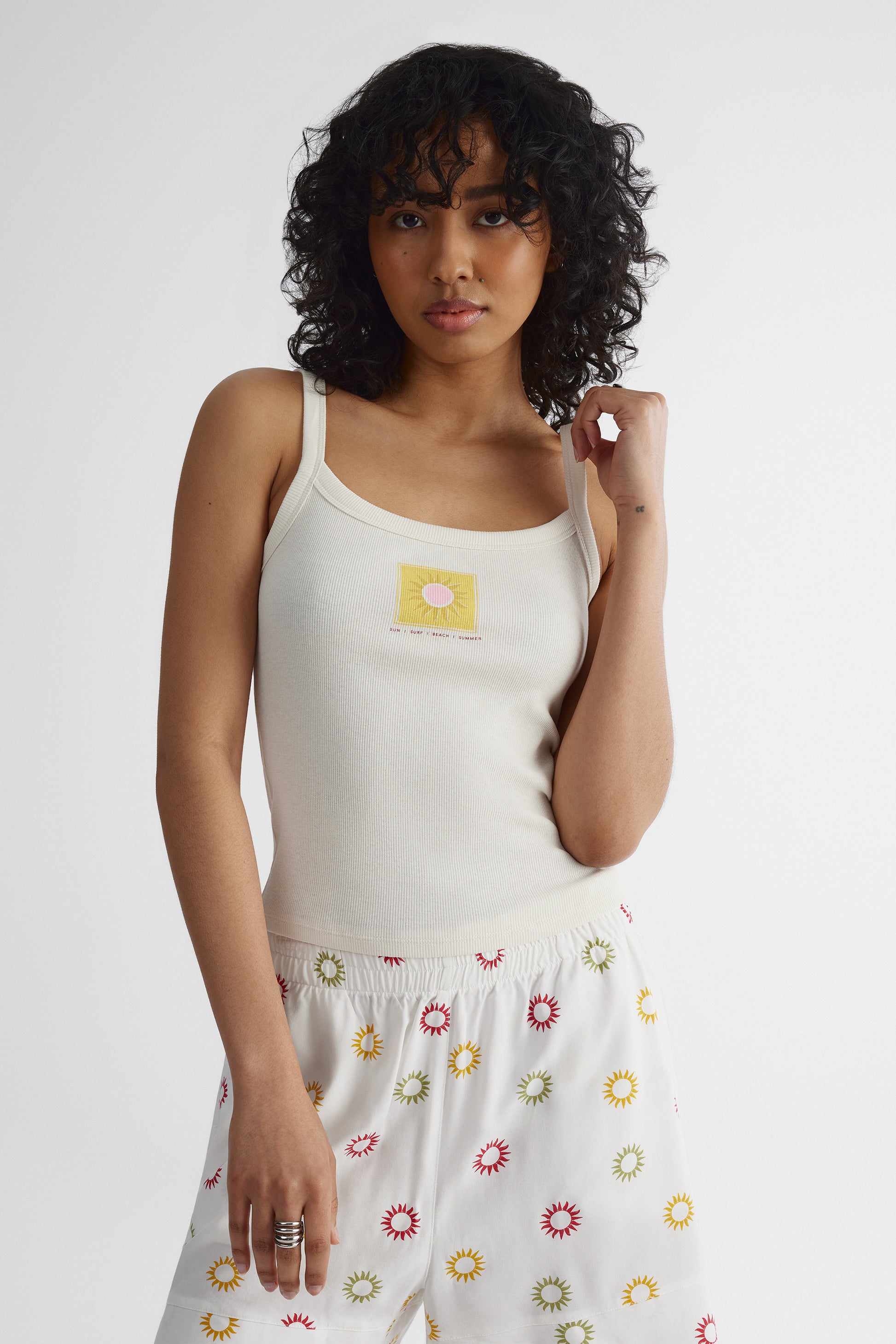 Camisole moulante col bateau côtelée - Jeune femme && BLANC CASSÉ