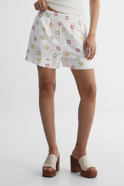 Short fluide taille haute à poches imprimé - Jeune femme && BEIGE/MULTI