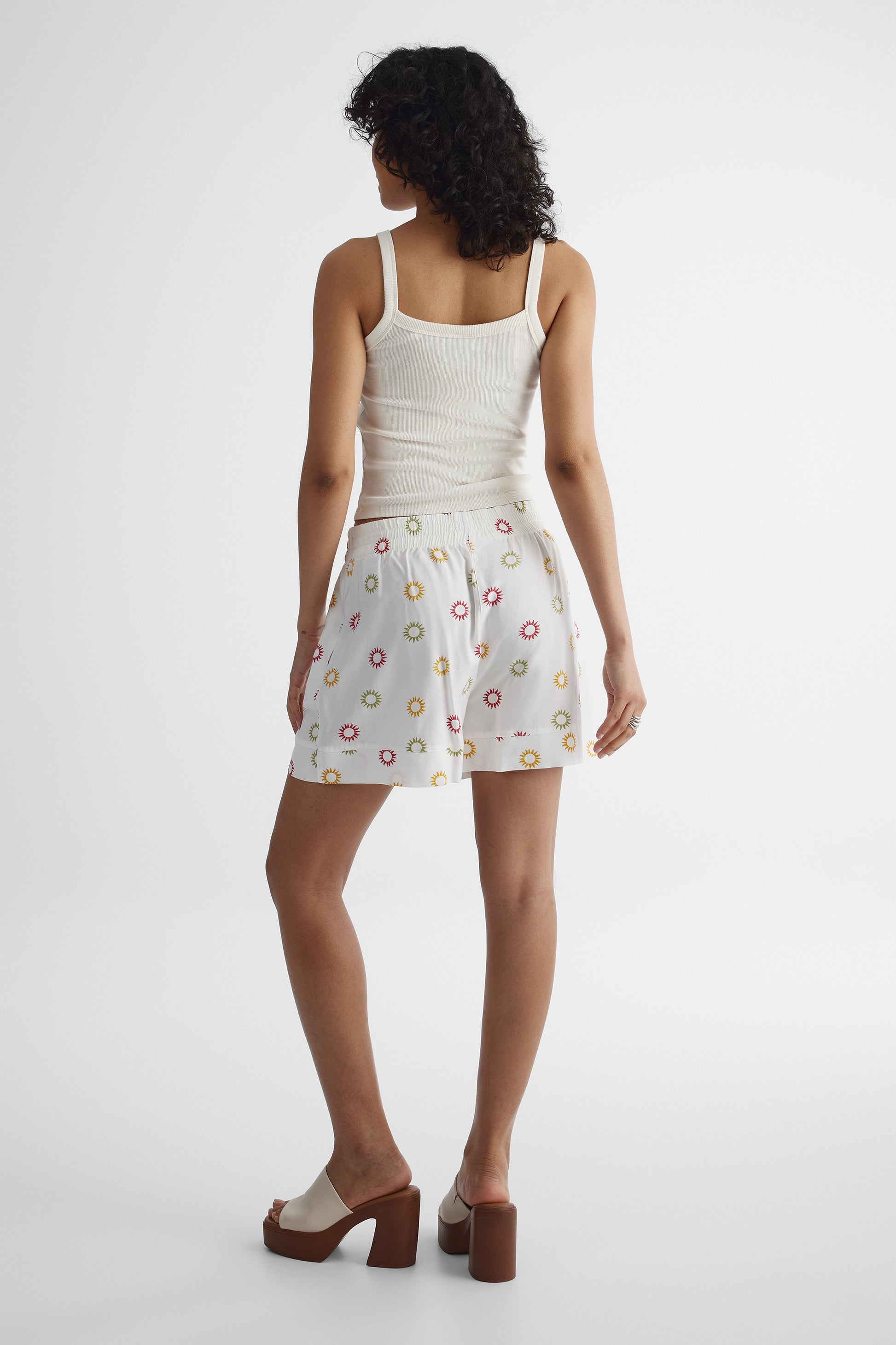 Short fluide taille haute à poches imprimé - Jeune femme && BEIGE/MULTI