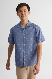 Chemise à manches courtes en crochet - Ado garçon && BLEU MULTI