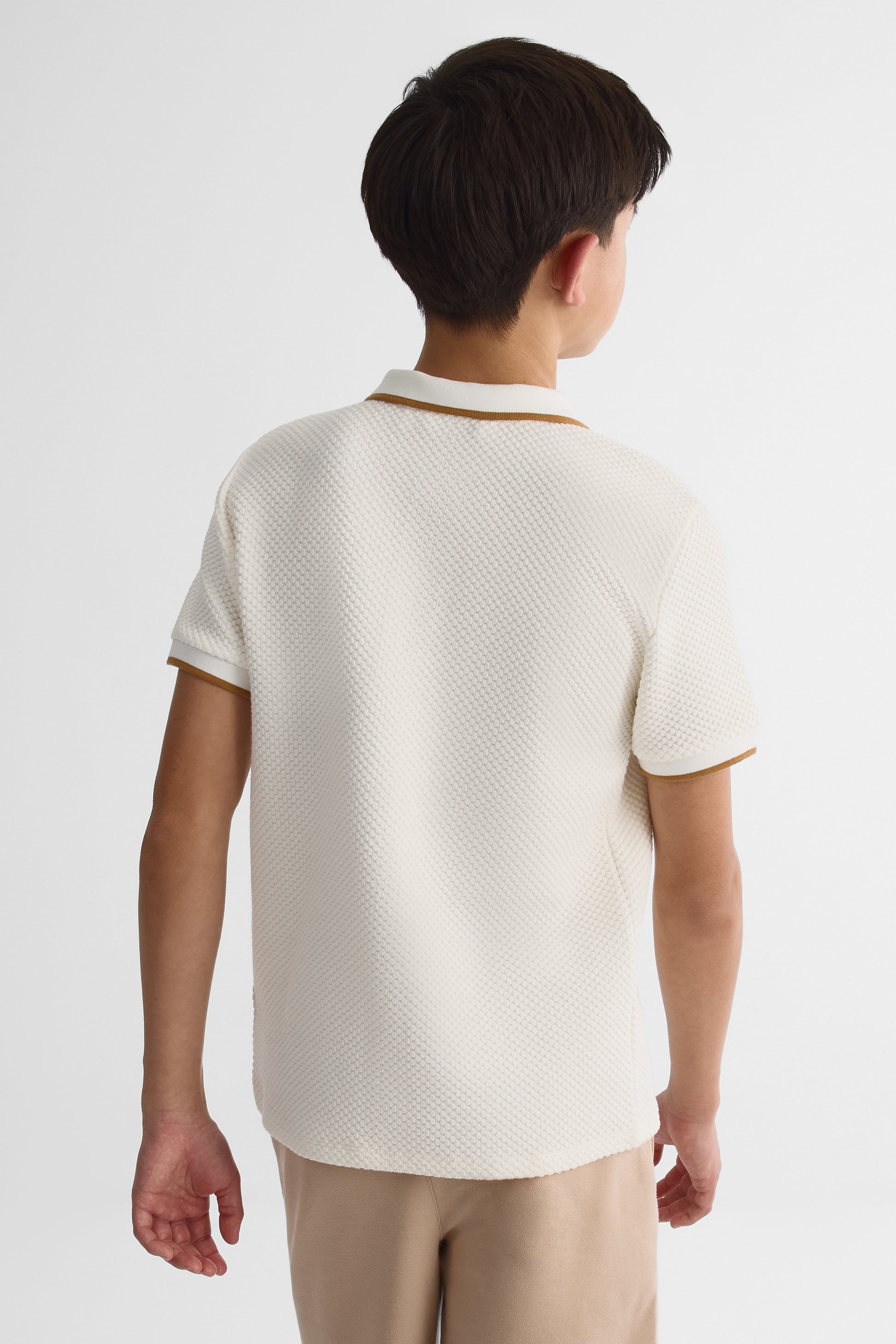 Chandail polo à manches courtes - Ado garçon && BLANC CASSÉ