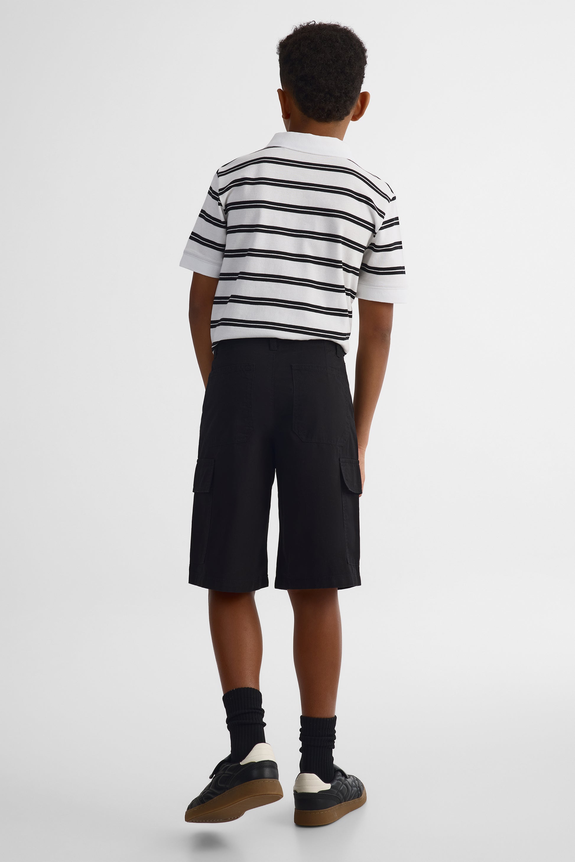 Short cargo baggy en coton - Ado garçon && NOIR