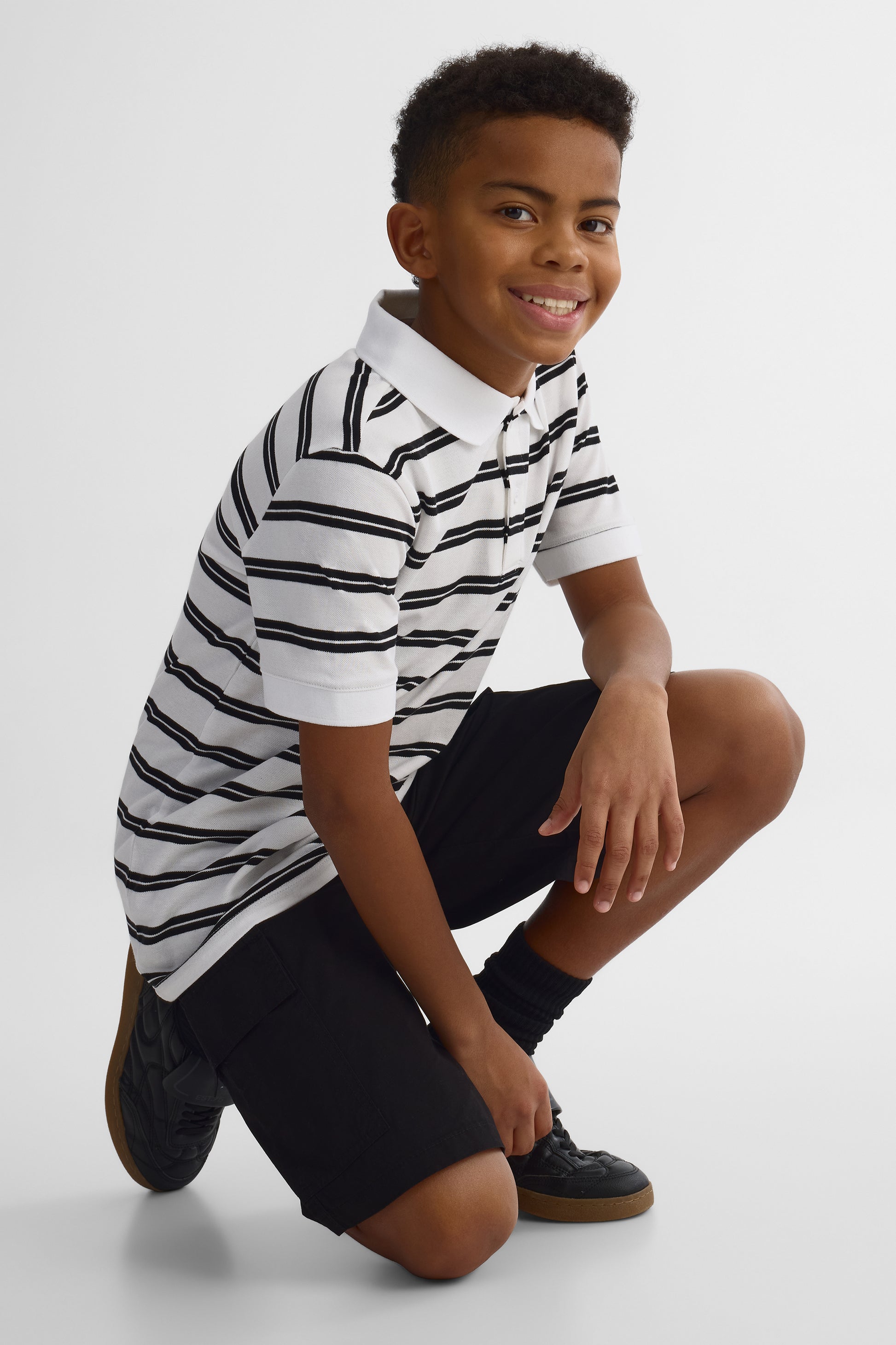 Short cargo baggy en coton - Ado garçon && NOIR