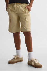 Short Bermuda élastique à cordon - Ado garçon && TAUPE