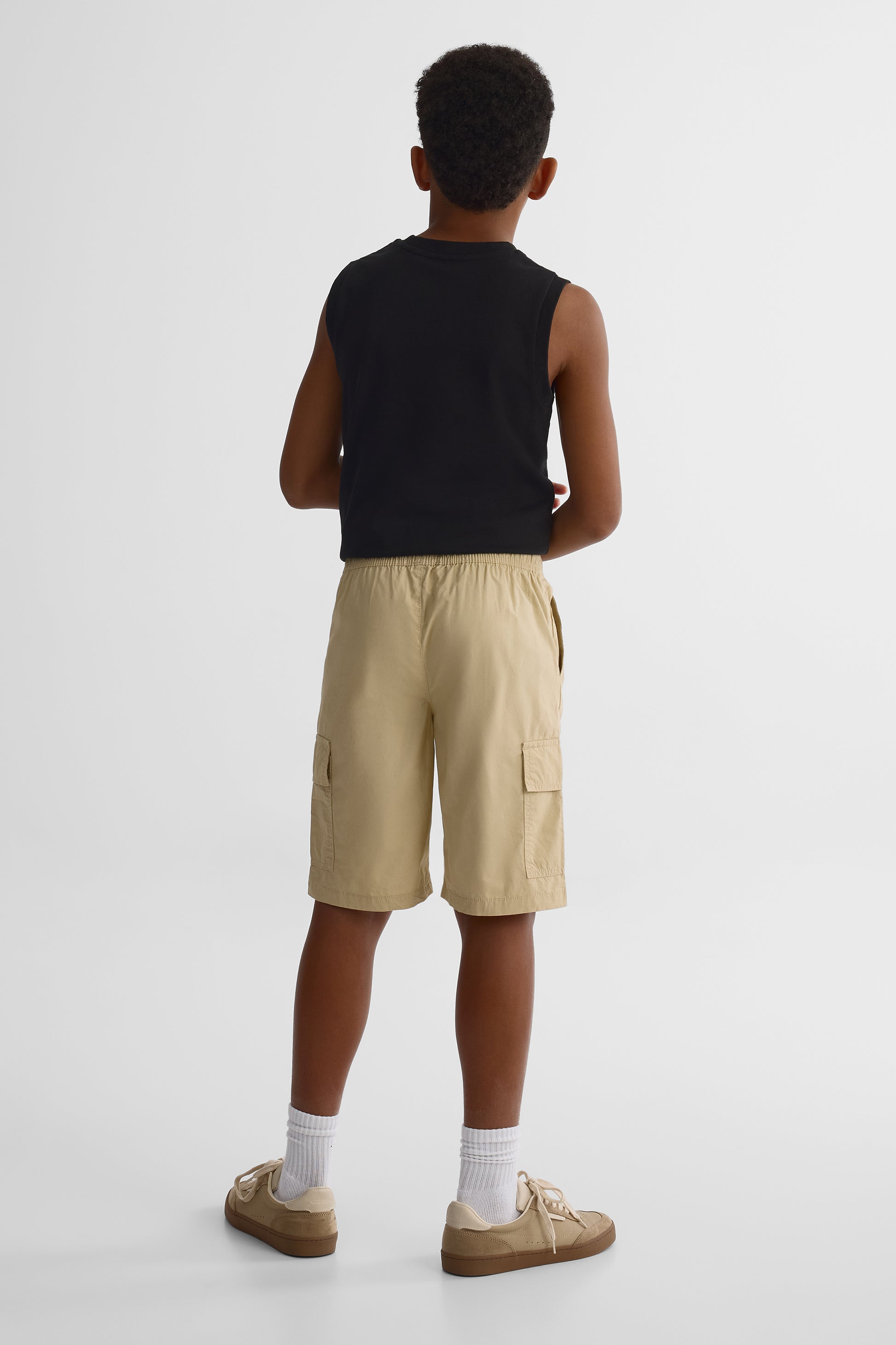 Short Bermuda élastique à cordon - Ado garçon && TAUPE