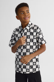 Chemise à manches courtes imprimée - Ado garçon && NOIR/BLANC