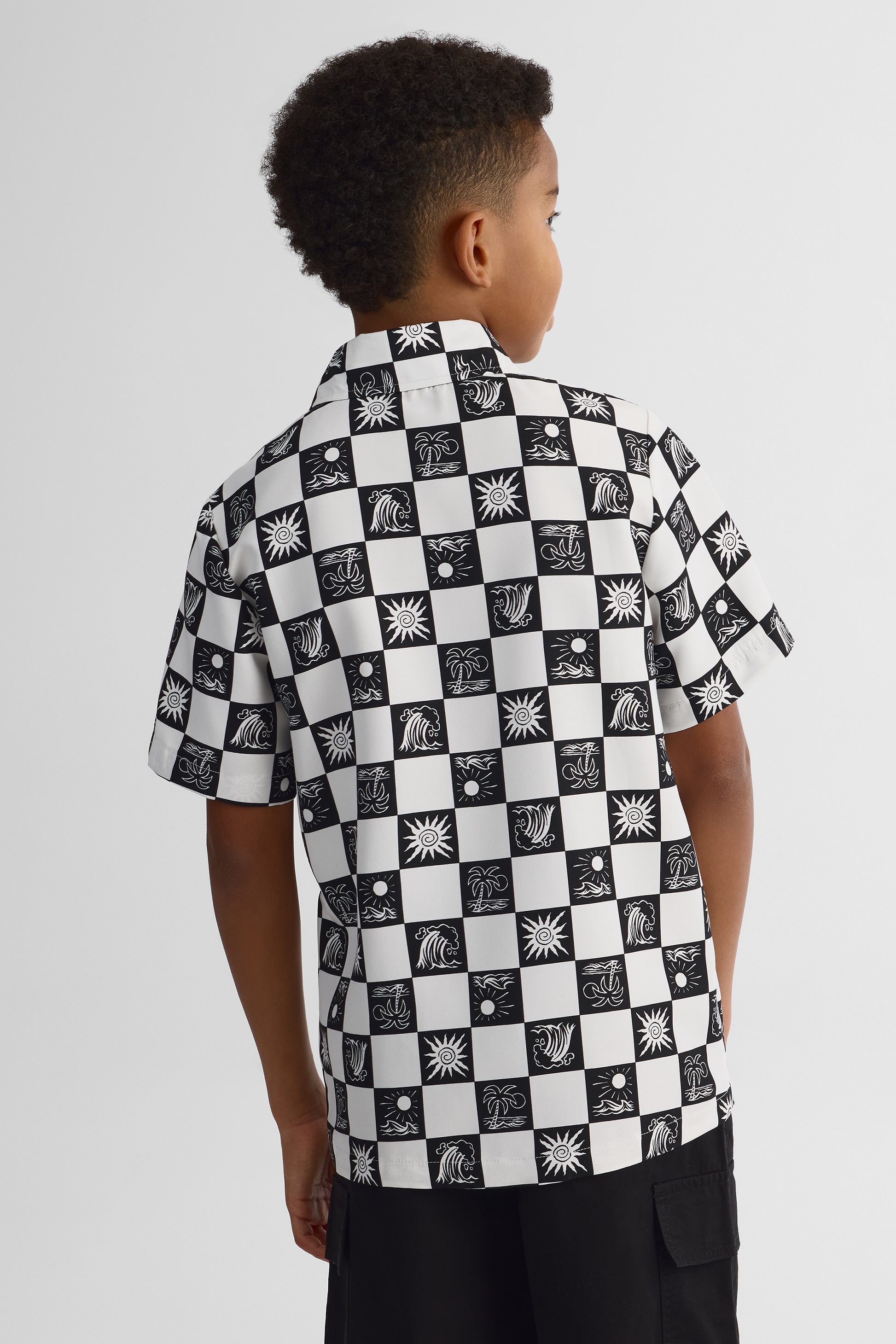 Chemise à manches courtes imprimée - Ado garçon && NOIR/BLANC