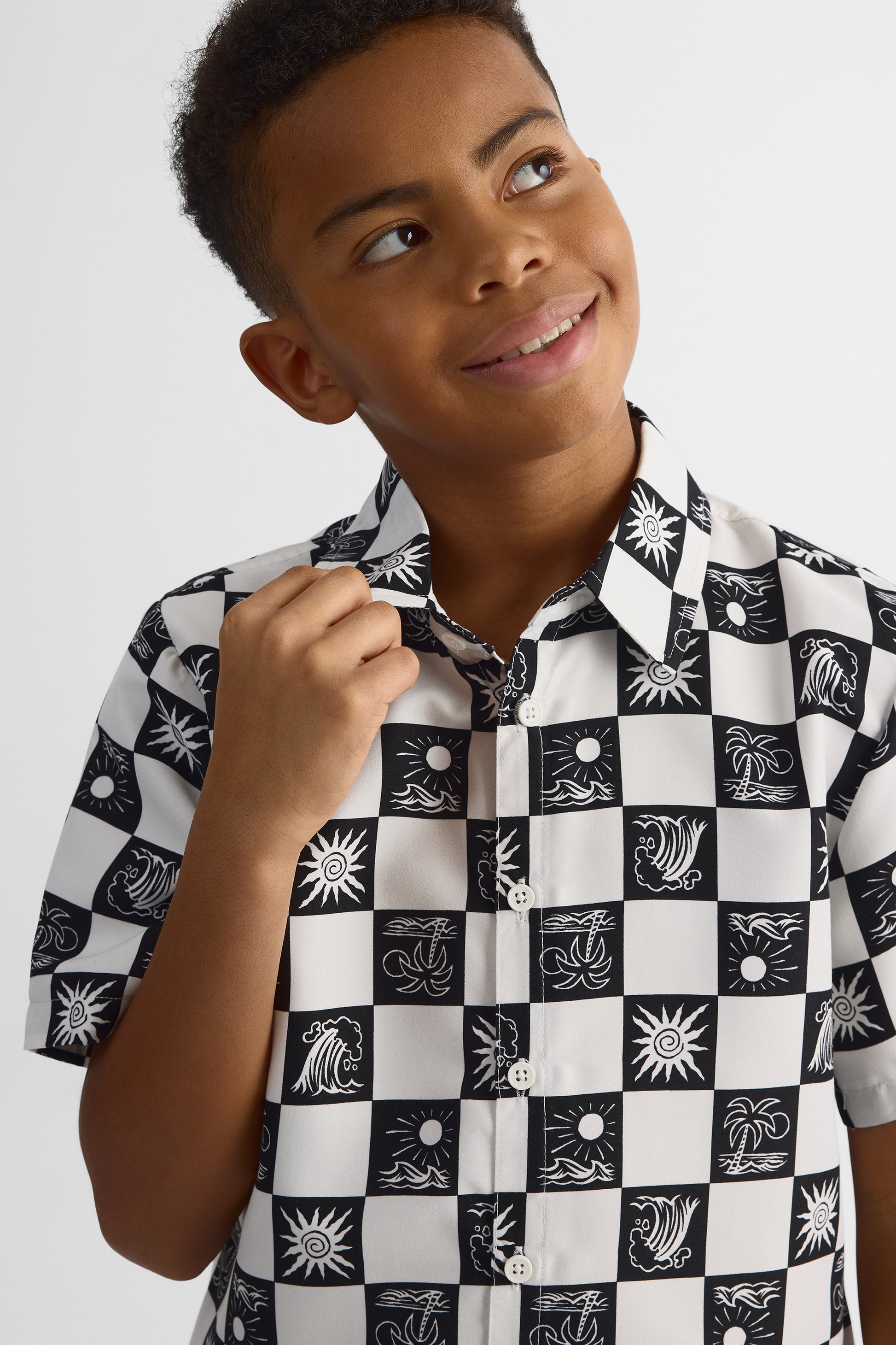 Chemise à manches courtes imprimée - Ado garçon && NOIR/BLANC