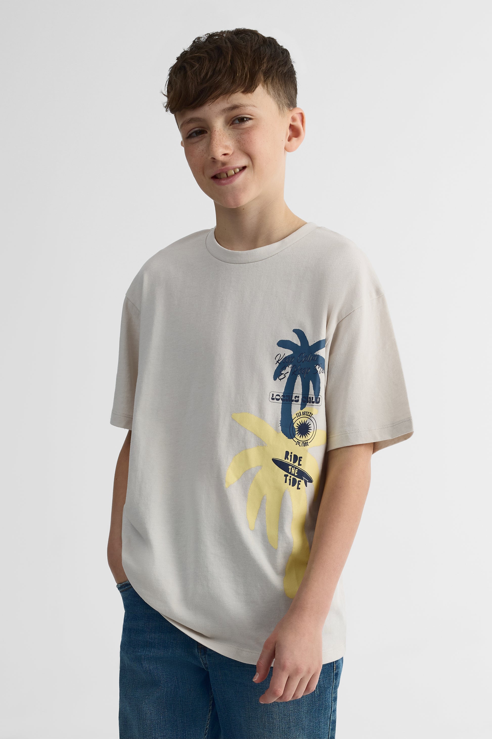 T-shirt à manches courtes - Ado garçon && BEIGE