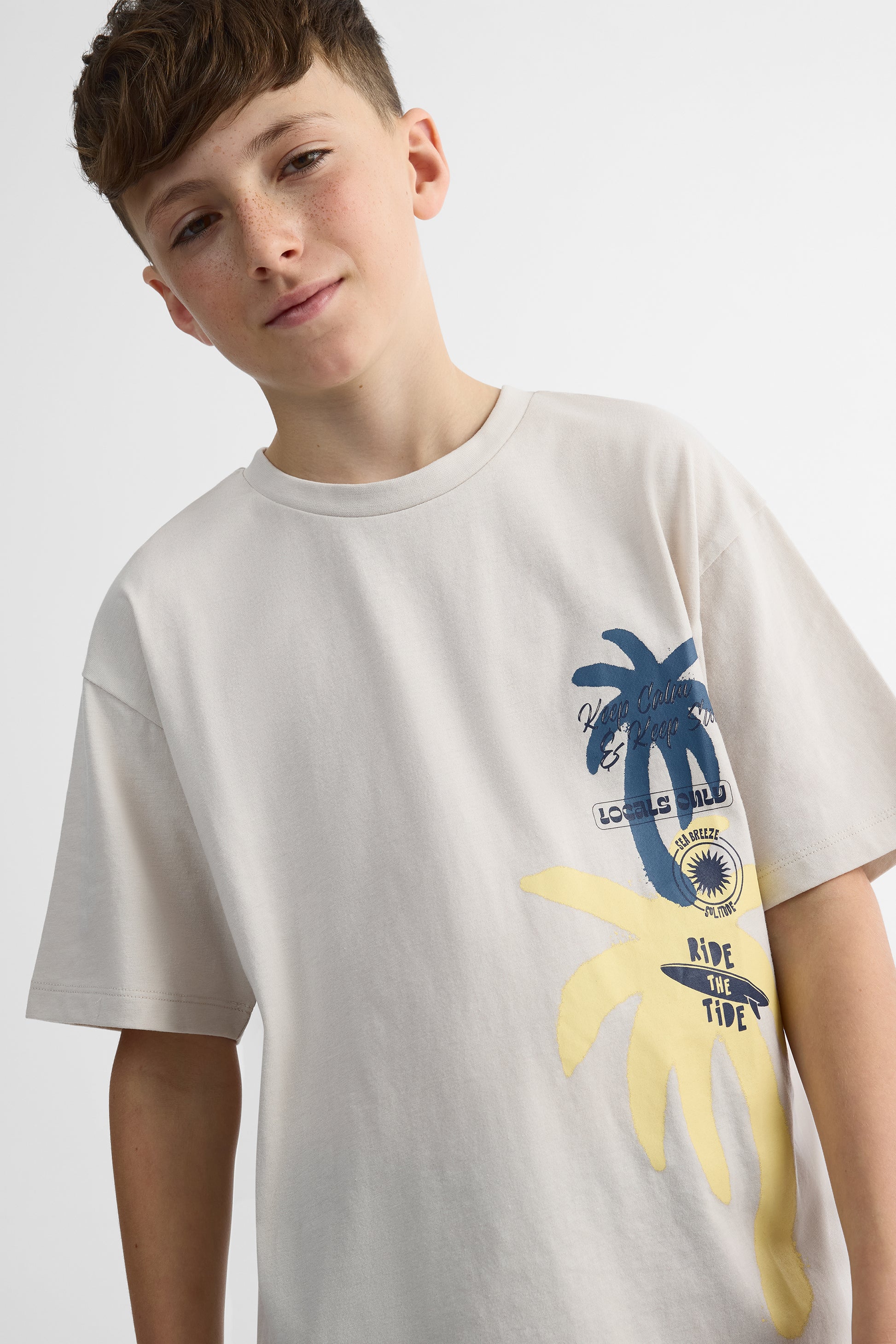 T-shirt à manches courtes - Ado garçon && BEIGE