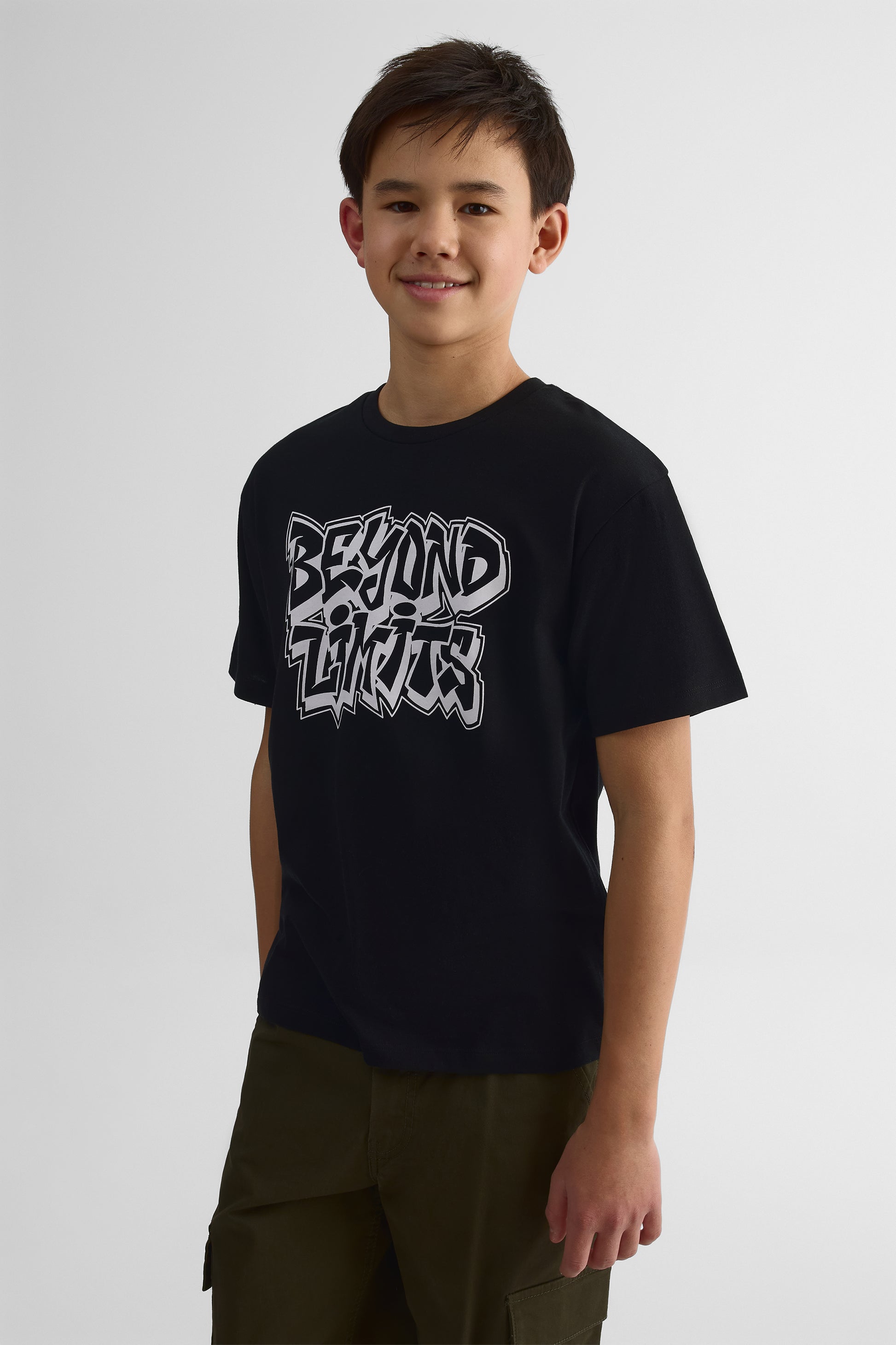 T-shirt à manches courtes - Ado garçon && NOIR
