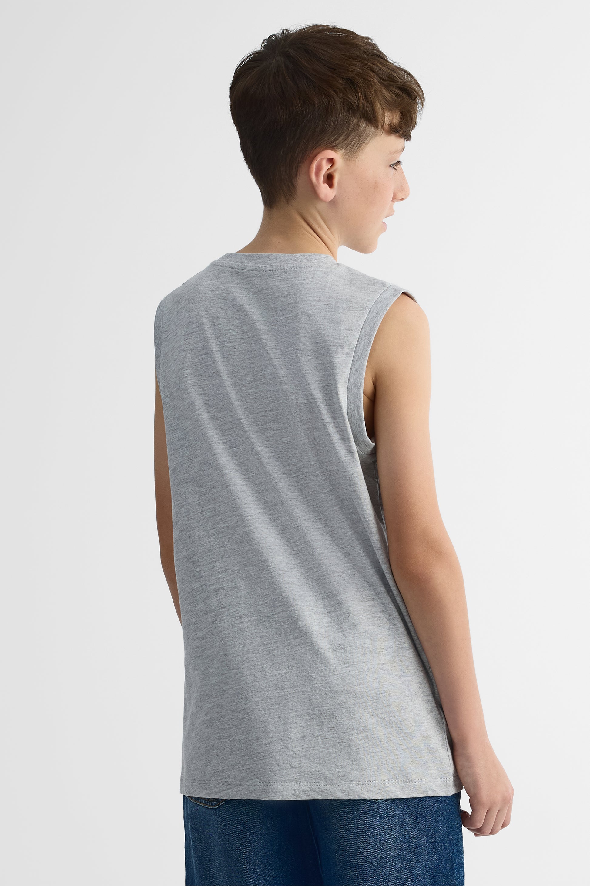 Camisole col rond imprimé - Ado garçon && GRIS MIXTE