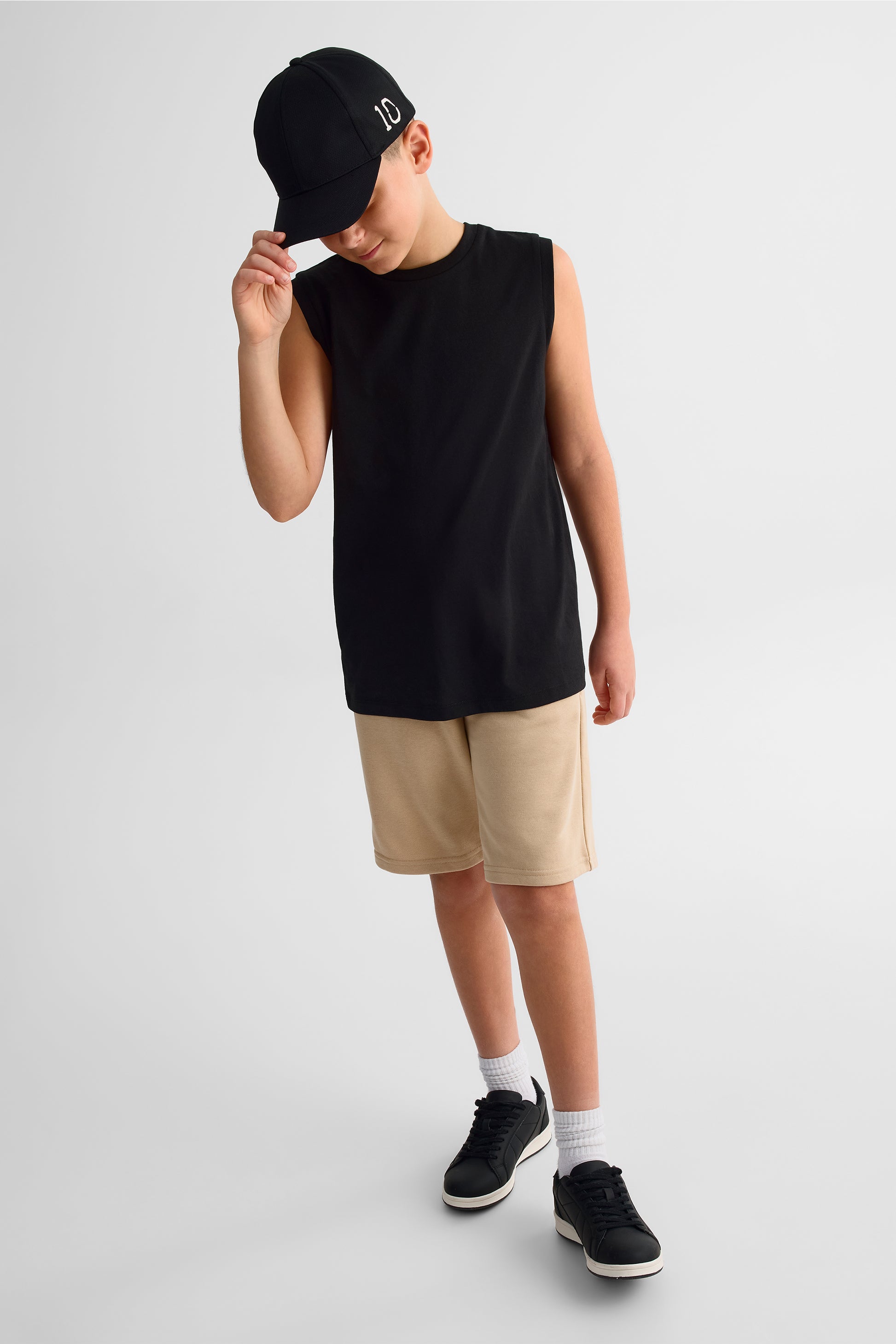 Short ouaté à poches - Ado garçon && KAKI