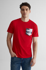 T-shirt col rond poche imprimée 2/30$ - Homme && ROUGE