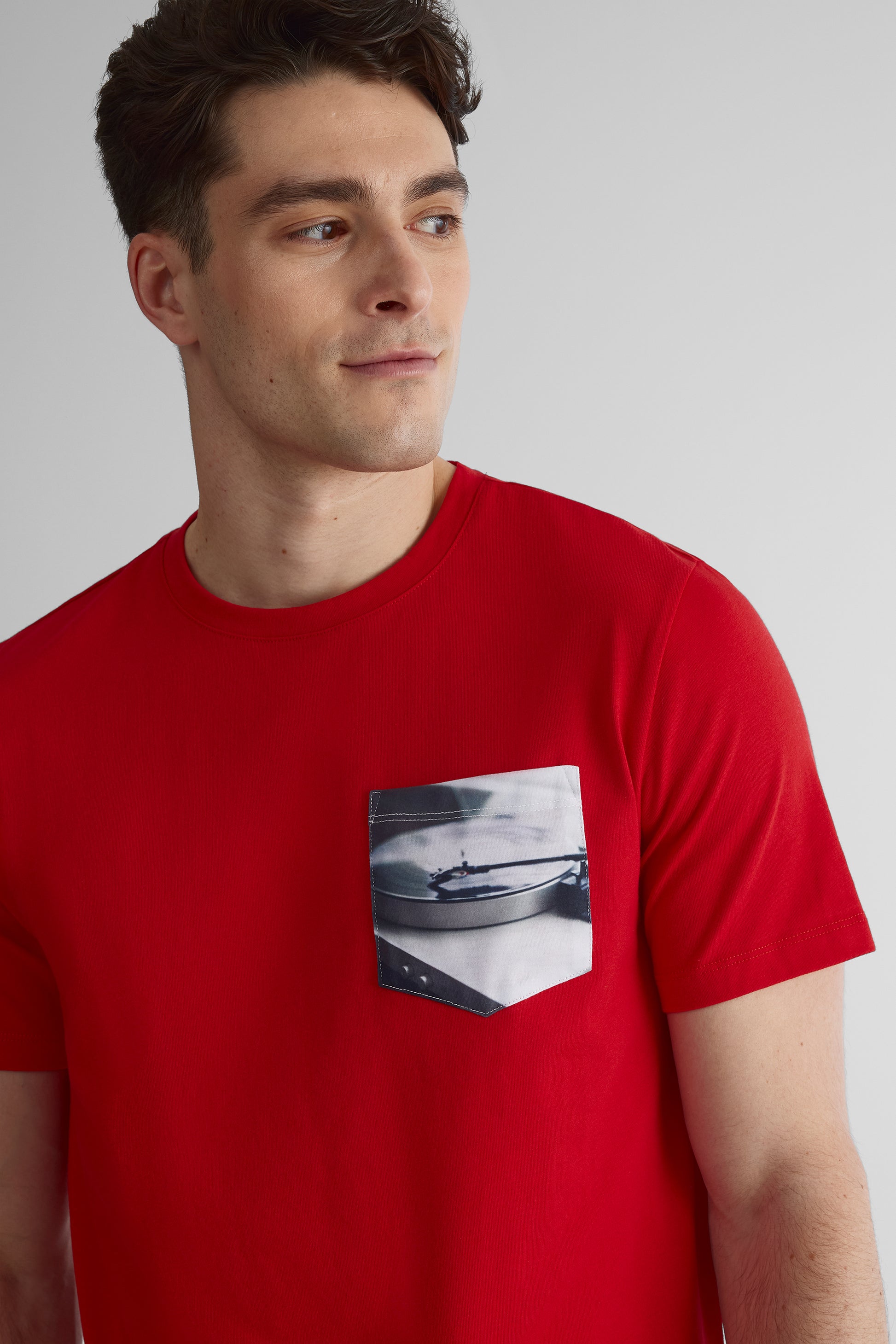 T-shirt col rond poche imprimée 2/30$ - Homme && ROUGE