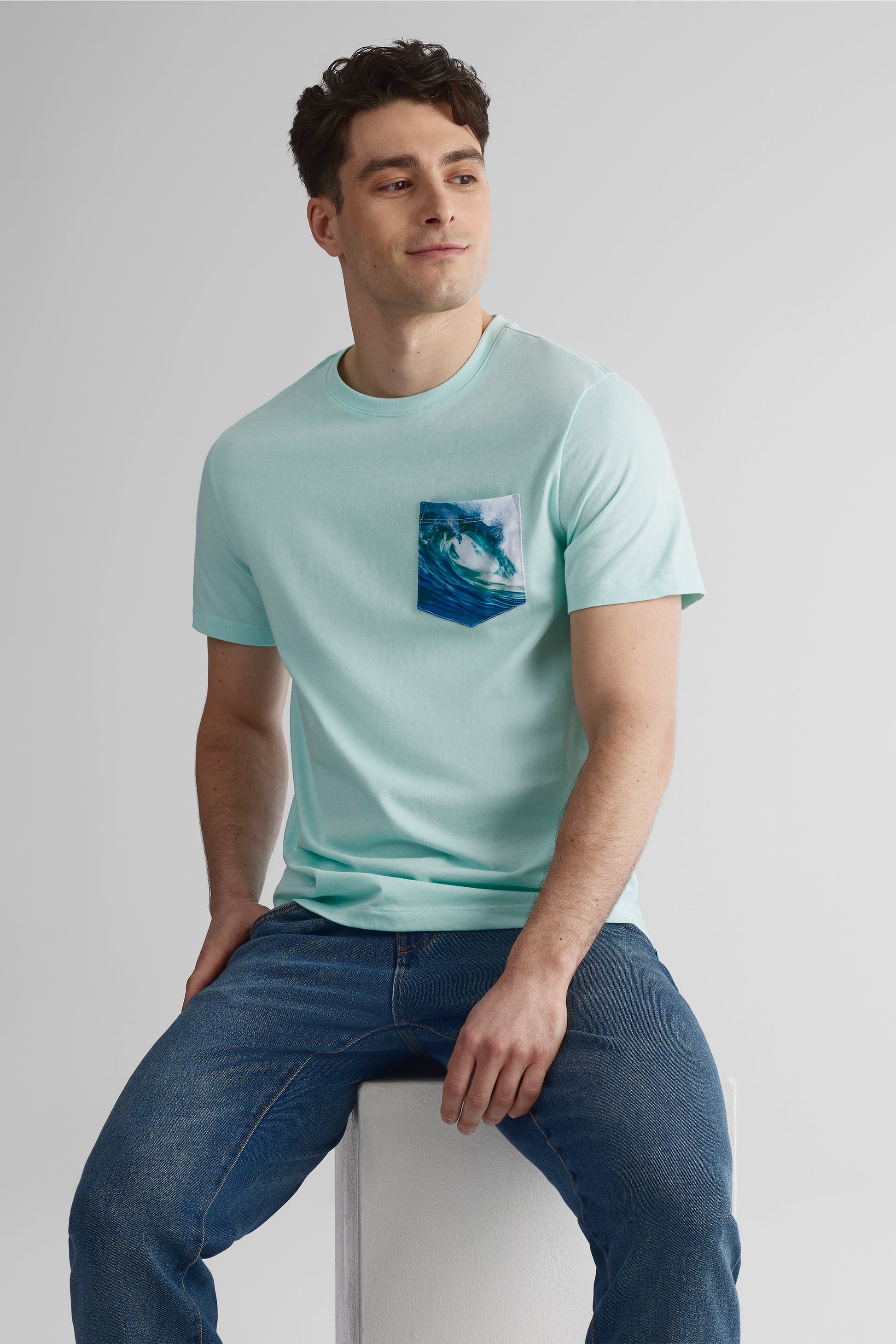 T-shirt col rond poche imprimée 2/30$ - Homme && SARCELLE
