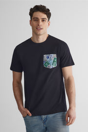 T-shirt col rond poche graphique 2/30$ - Homme && NOIR